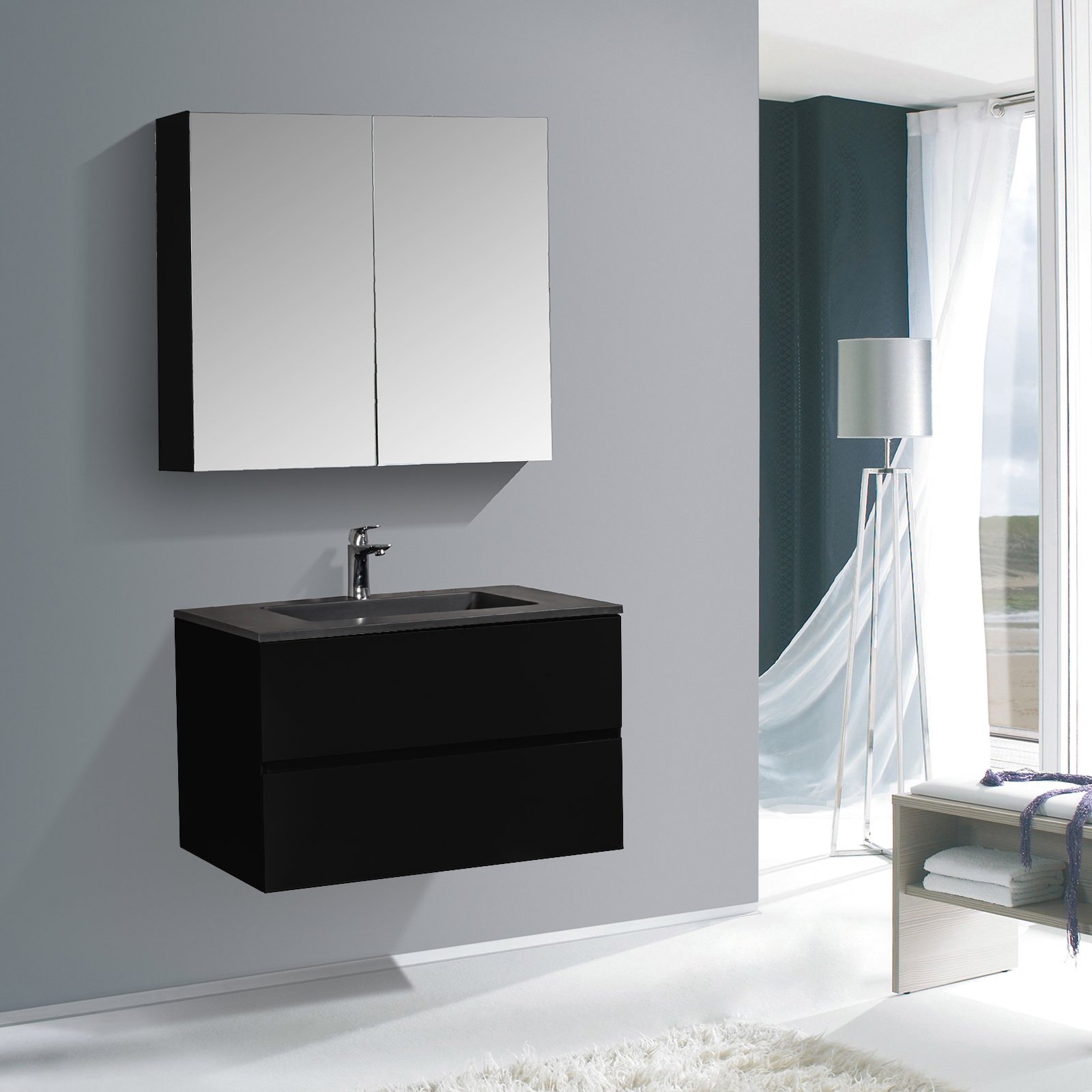 Bathroom furniture set EDGE 750 with washbasin - colour selectable