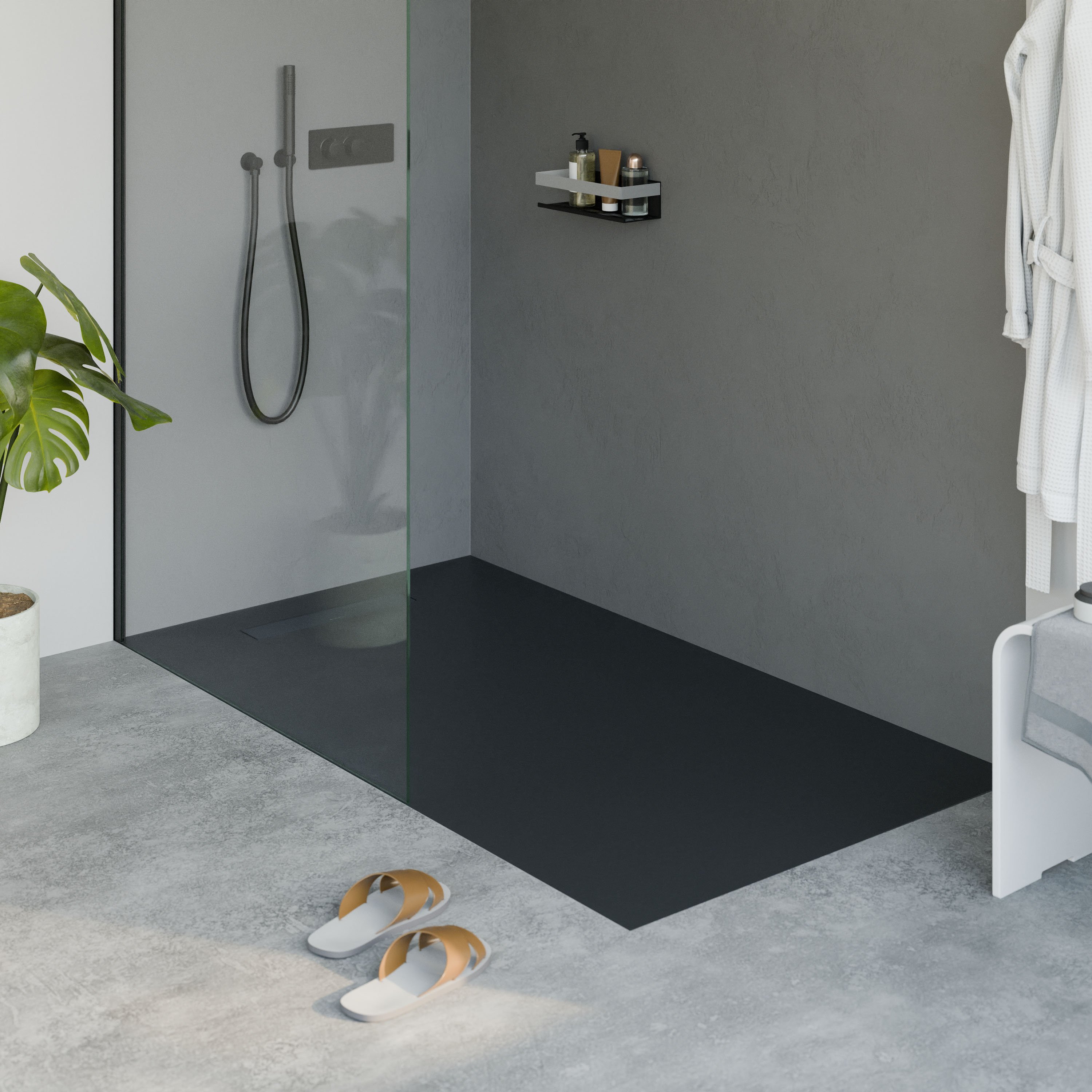 Piatto doccia LAVOA Mineralguss - effetto pietra antracite opaco - dimensioni selezionabili
