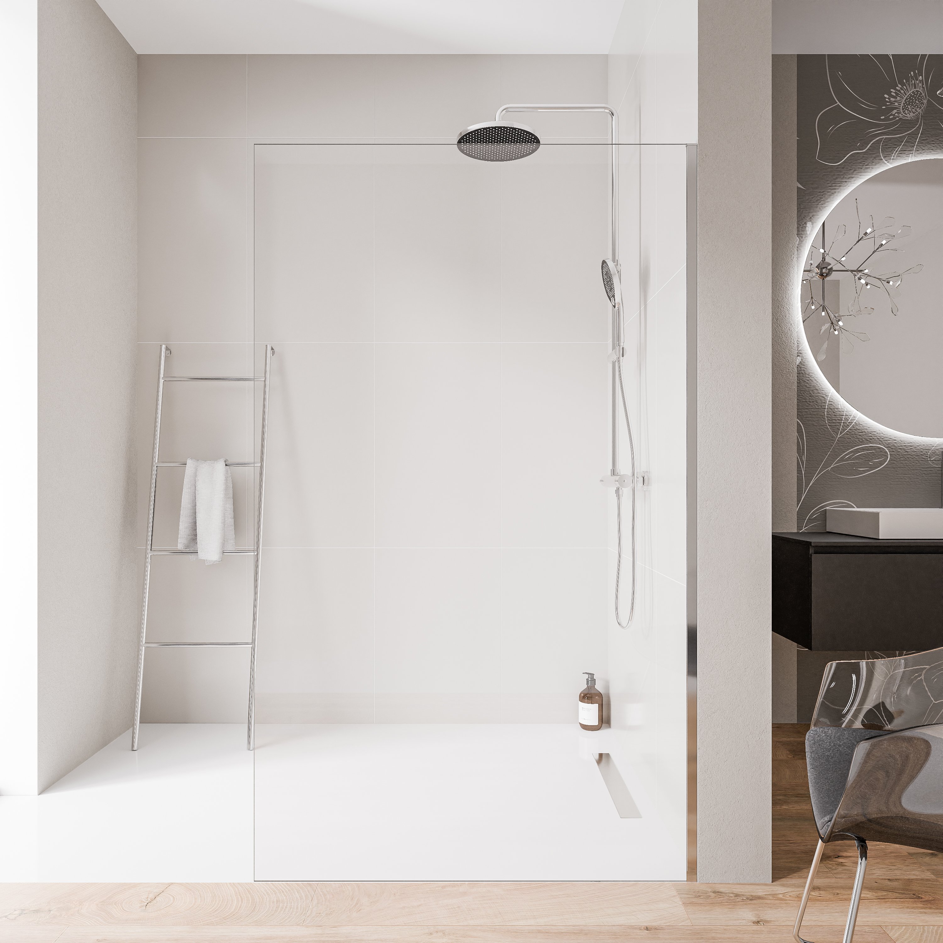 Cabina doccia 10 mm in vetro nano trasparente EX102 - 1 parete in vetro profilo in acciaio inox cromo - larghezza selezionabile