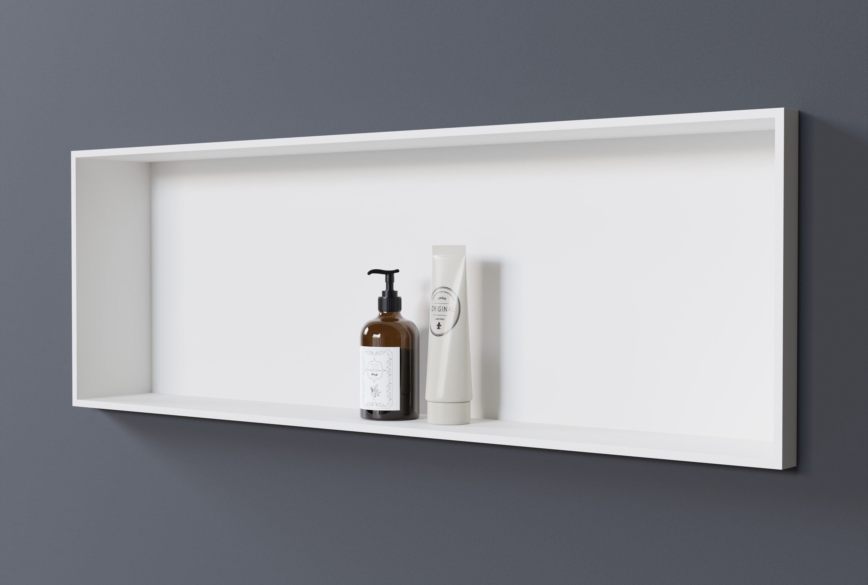 Wall Niche EG3013 made of Mineral Cast  - White - Height 30 cm - Depth 13 cm - Optional with LED Recessed Spotlight 