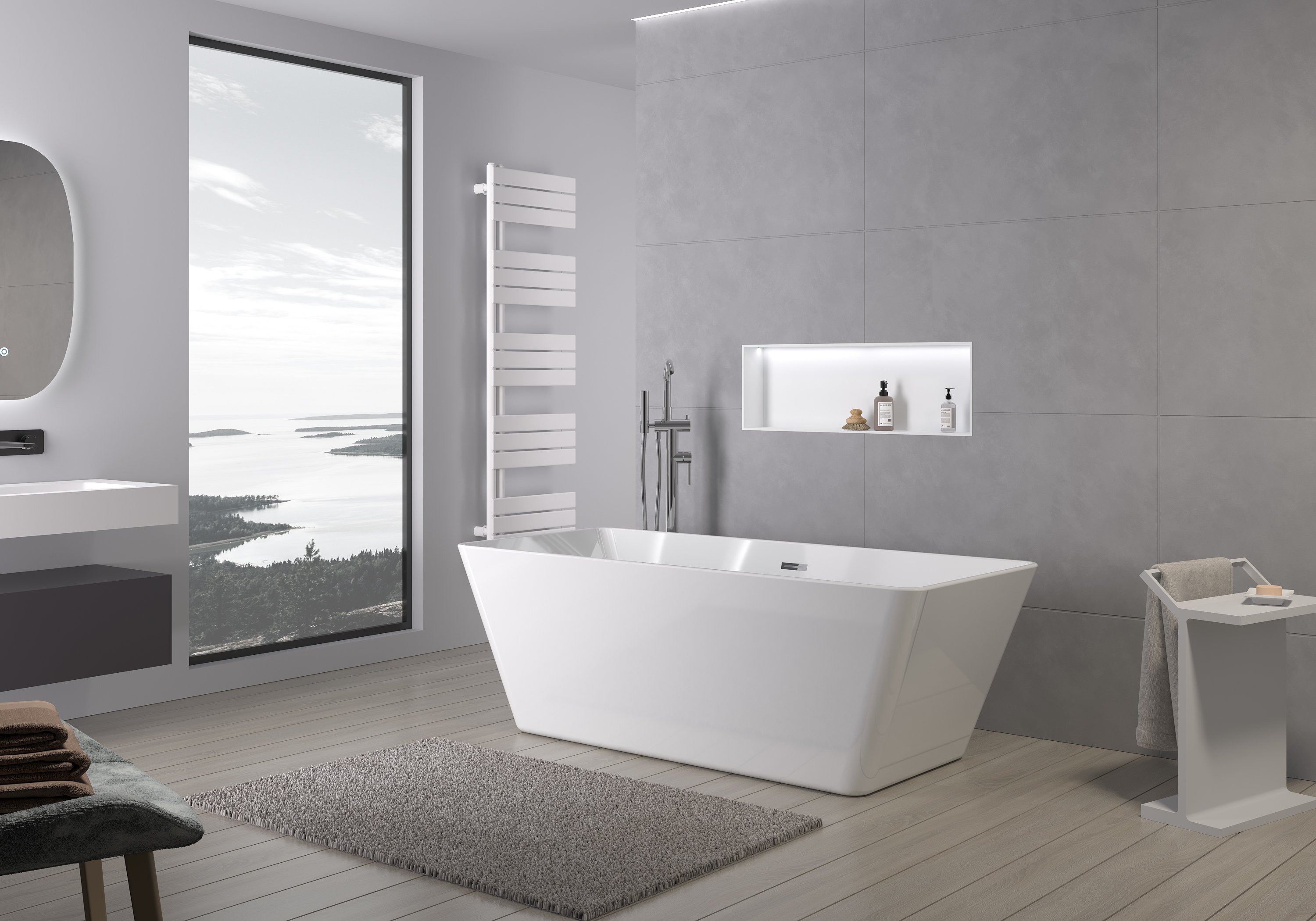 Freestanding Bathtub VENEZIA 2.0 White Acrylic  - 170 x 75 x 58 cm - optional taps