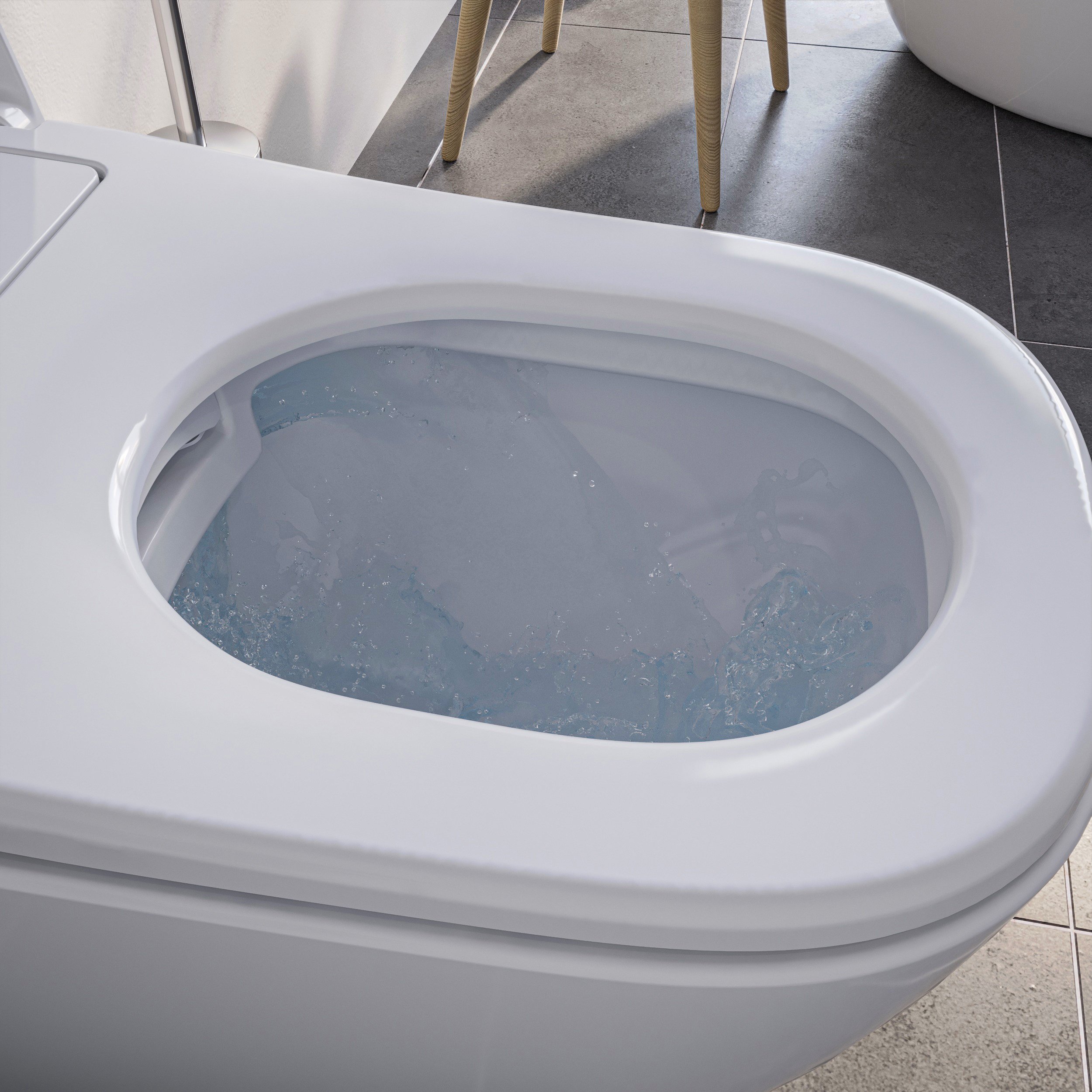 WC japonais lavant PRO 1104 blanc a fond creux sans bride cuvette complete
