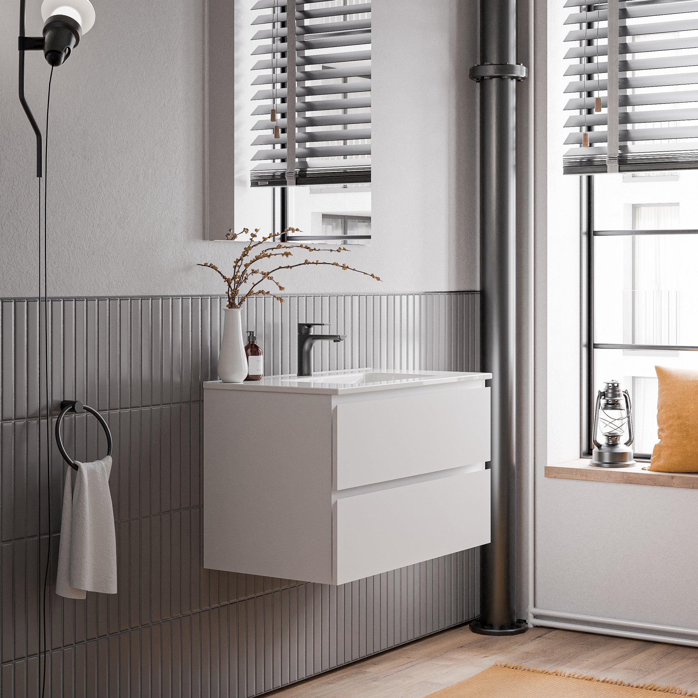 Wastafelonderkast AVA 80 cm met keramische wastafel - kleur selecteerbaar
