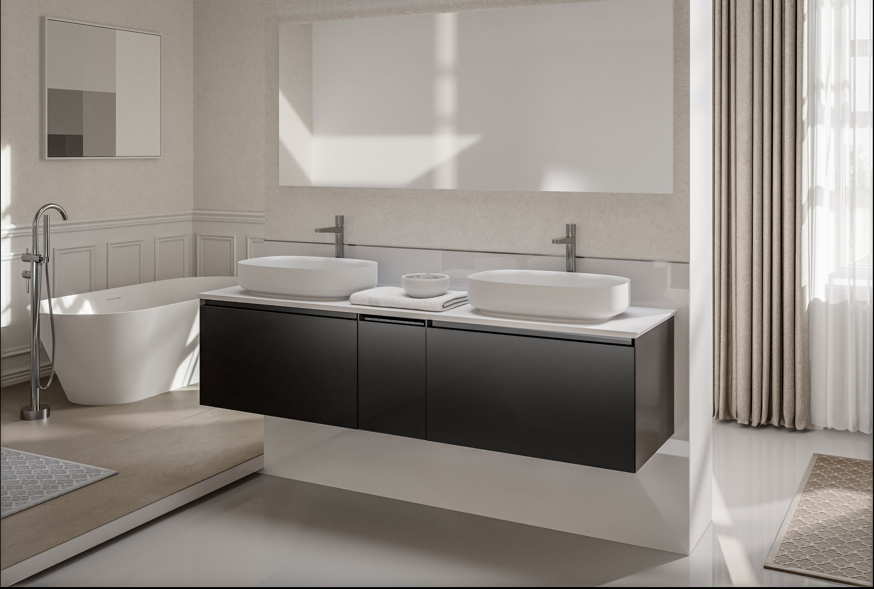 Set di mobili da bagno INALCO 1900 incl. contropiatto in ghisa minerale - colore selezionabile