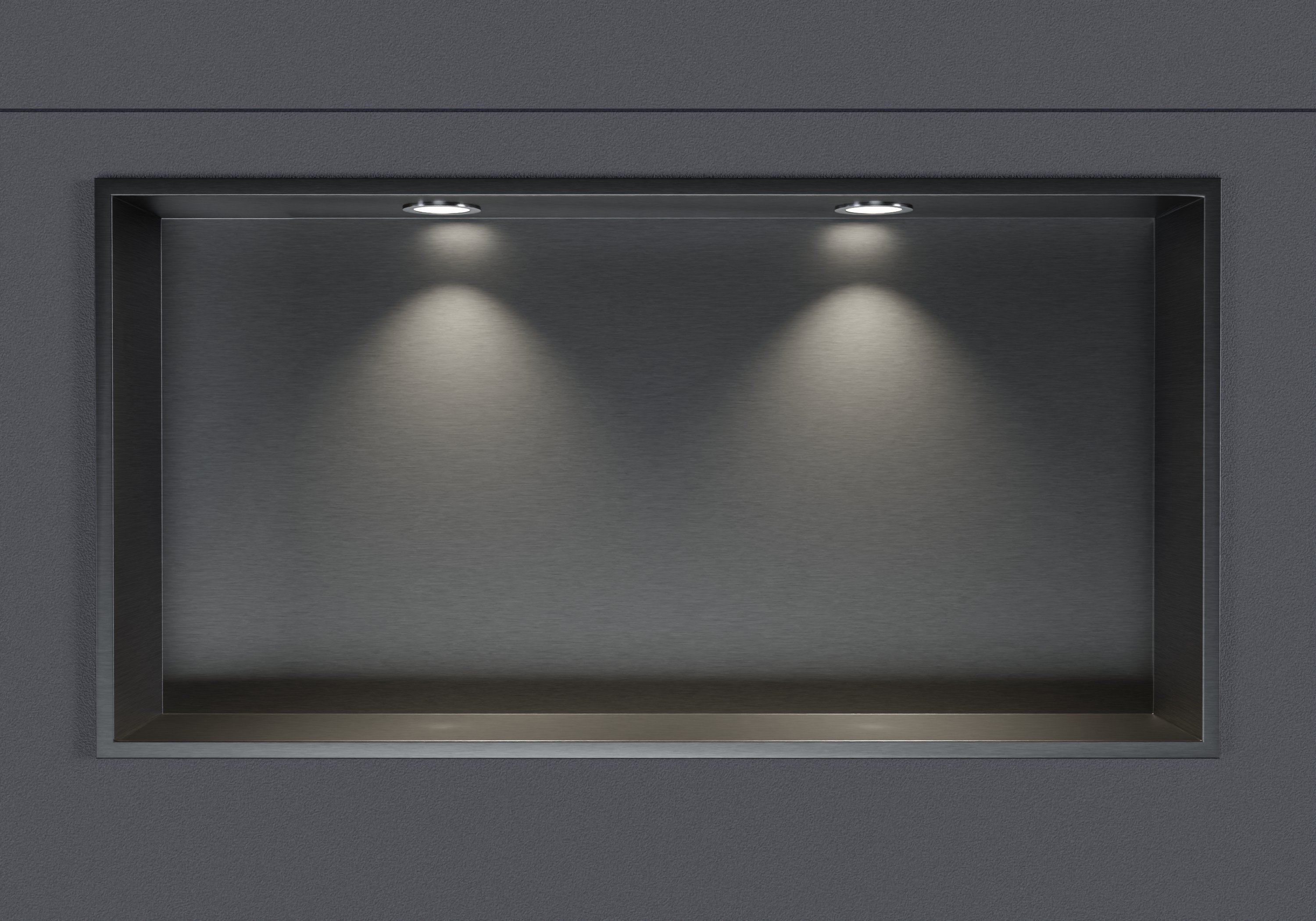Stainless steel wall niche NT306010X with LED spot - 30 x 60 x 10 cm (H x W x D) - selectable colour
