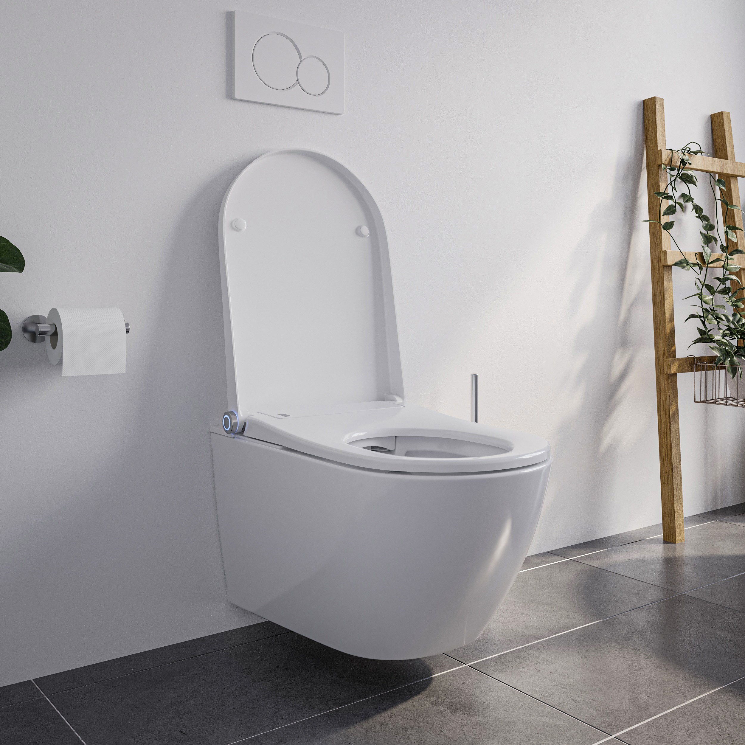 BERNSTEIN WC con ducha PREMIUM 1102 Blanco con calefaccion del asiento y funcion de descalcificacion sistema completo