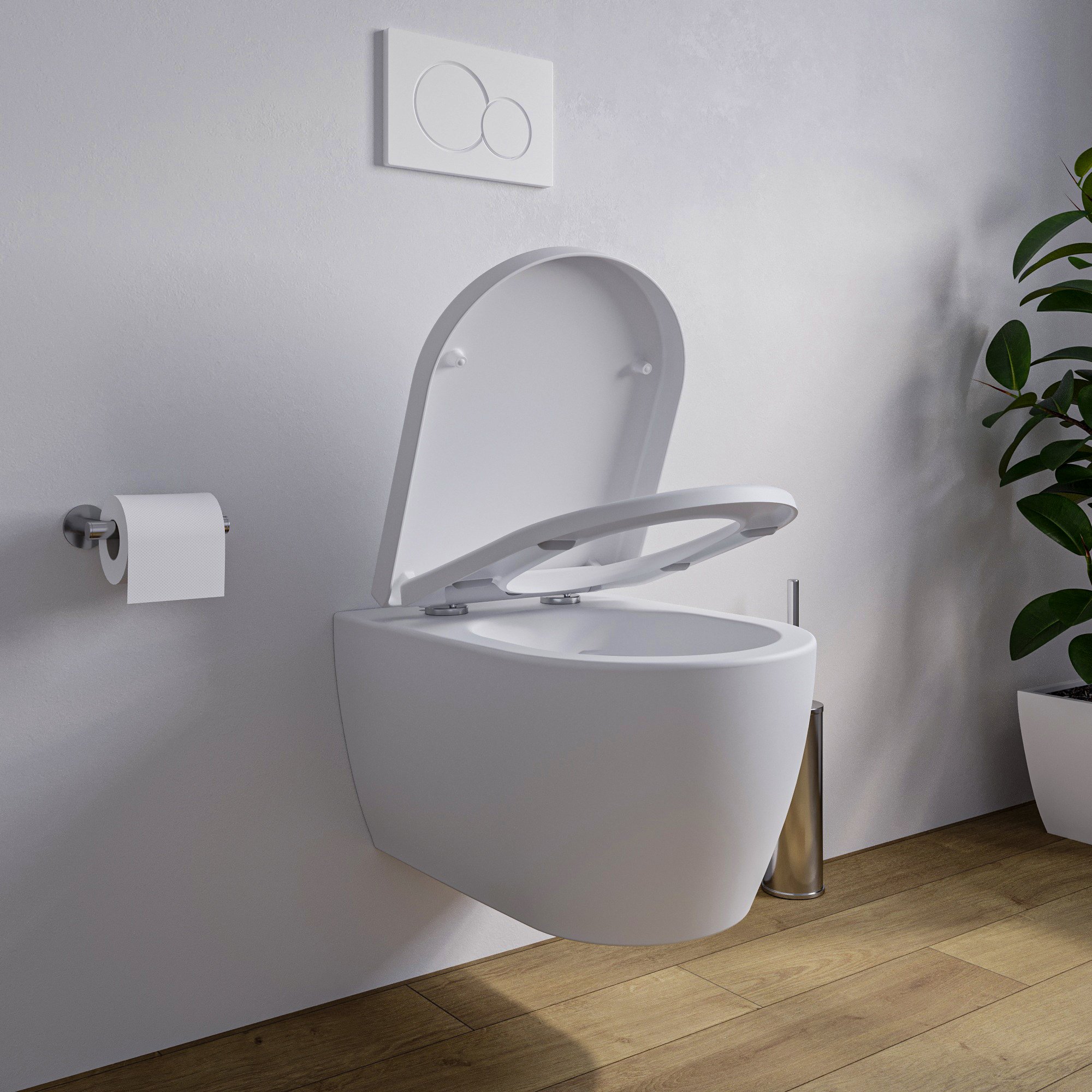 WC suspendu a fond creux sans bride NANO protection abattant Softclose Blanc brillant NT2038