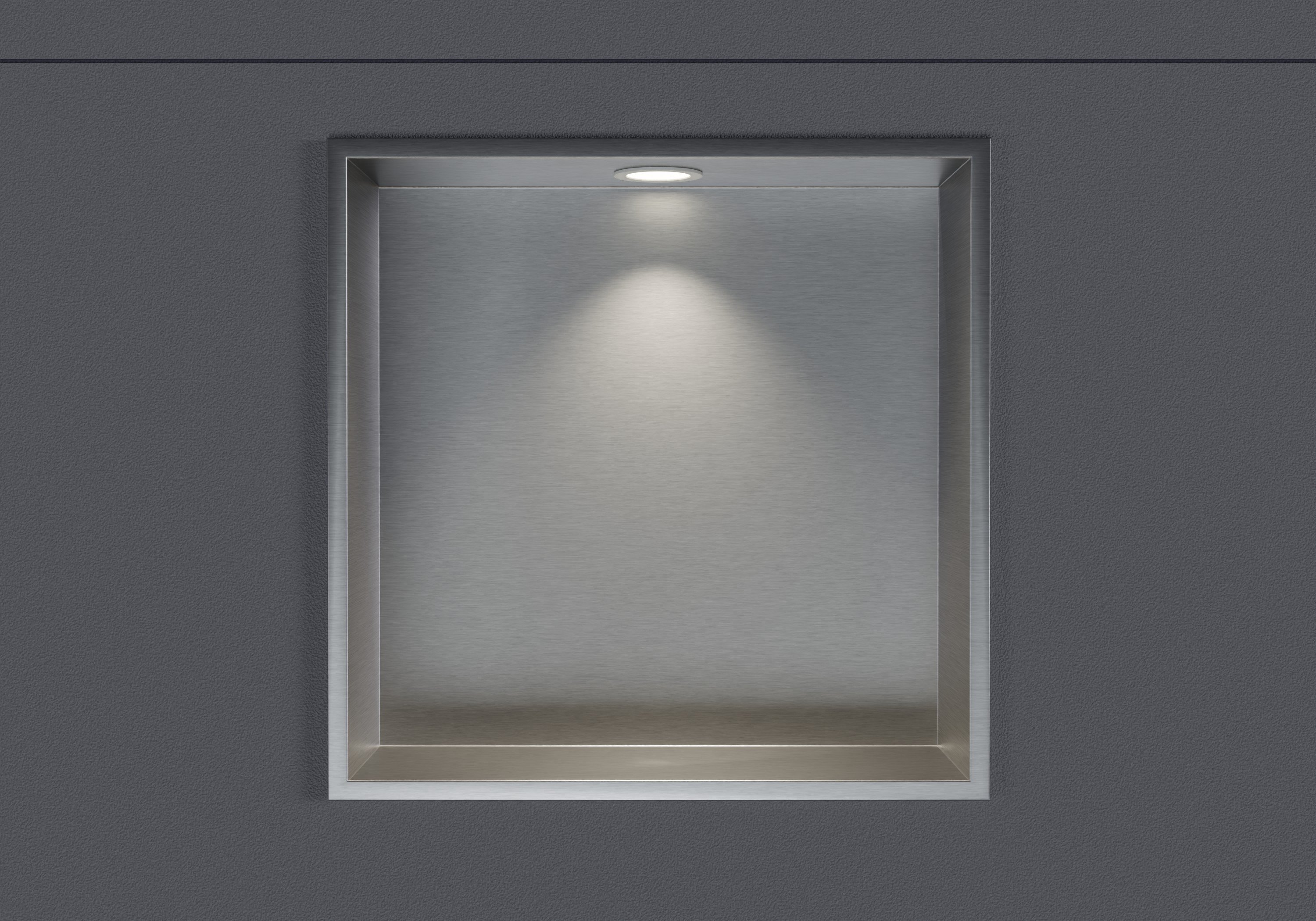 Stainless steel wall niche NT303010X with LED spot - 30 x 30 x 10 cm (H x W x D) - colour selectable