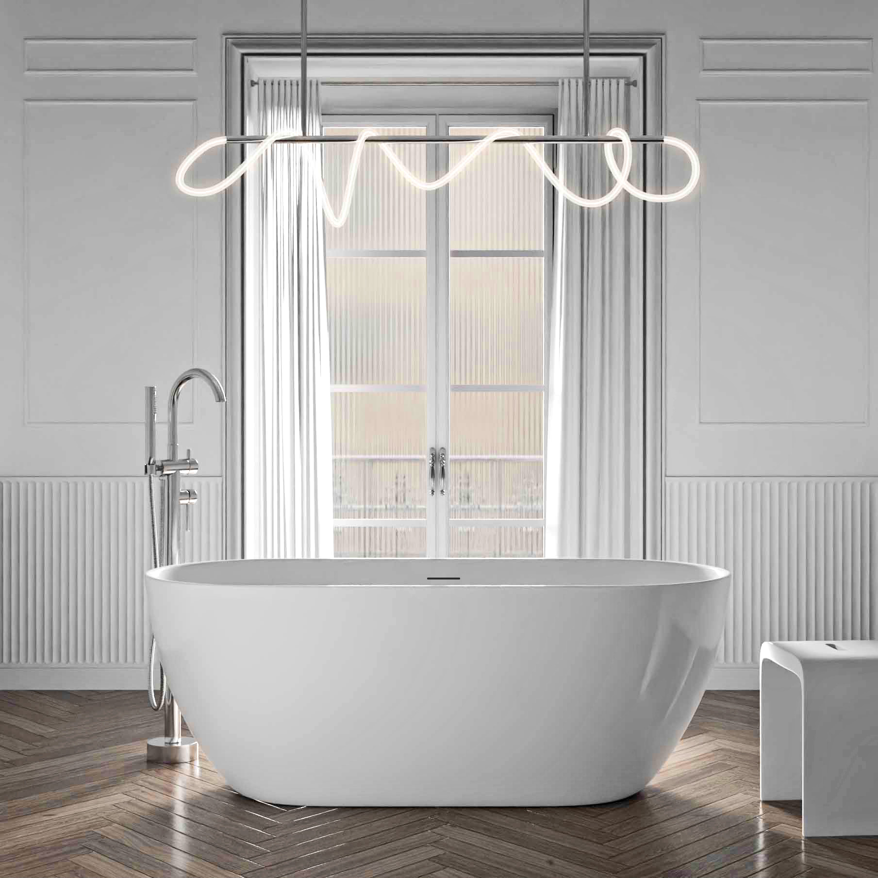 Bañera exenta JAZZ PLUS 2.0 acrílico blanco brillante - 168 x 80 x 59 cm