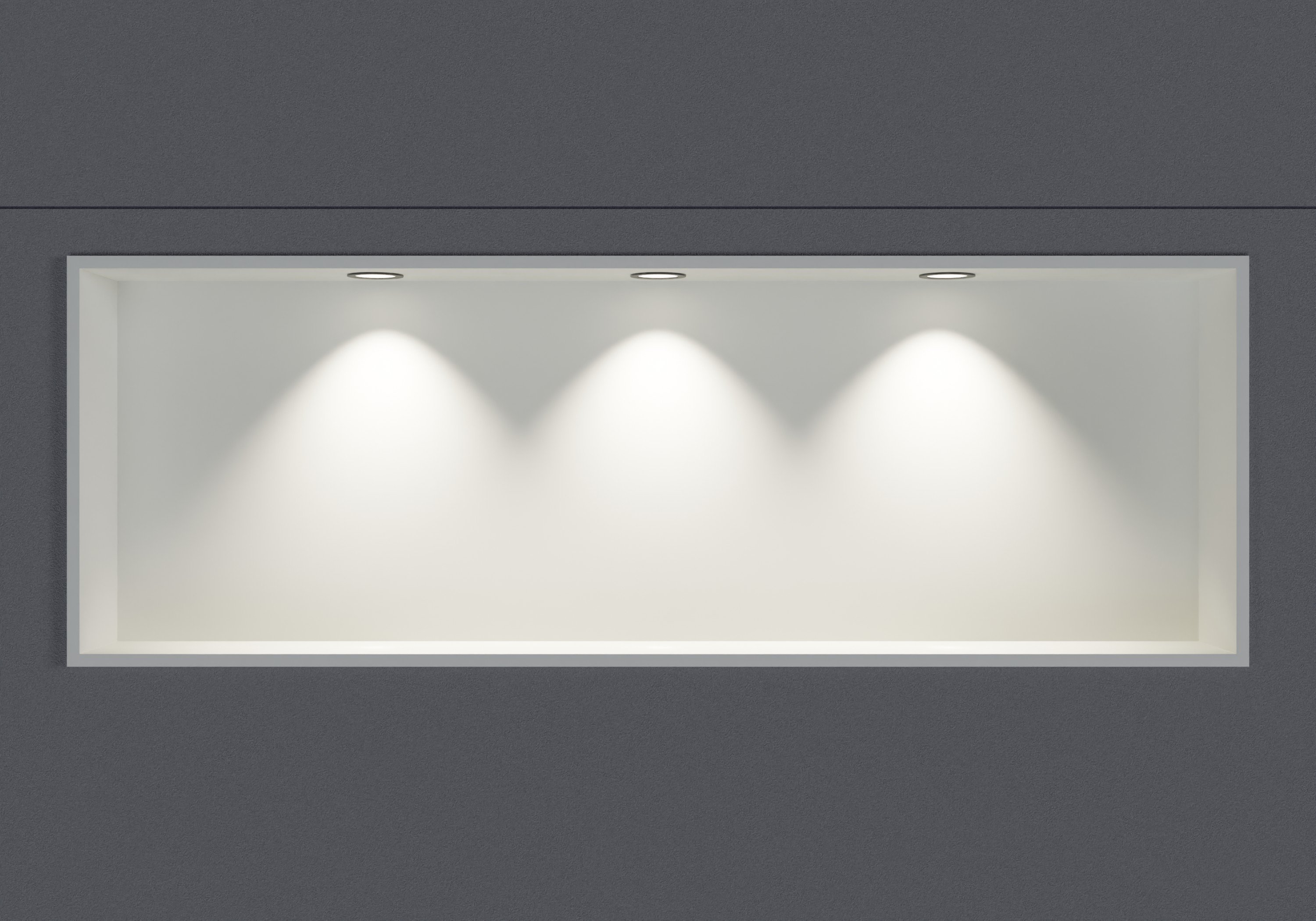 Stainless steel wall niche NT309010X with LED spot - 30 x 90 x 10 cm (H x W x D) - colour selectable