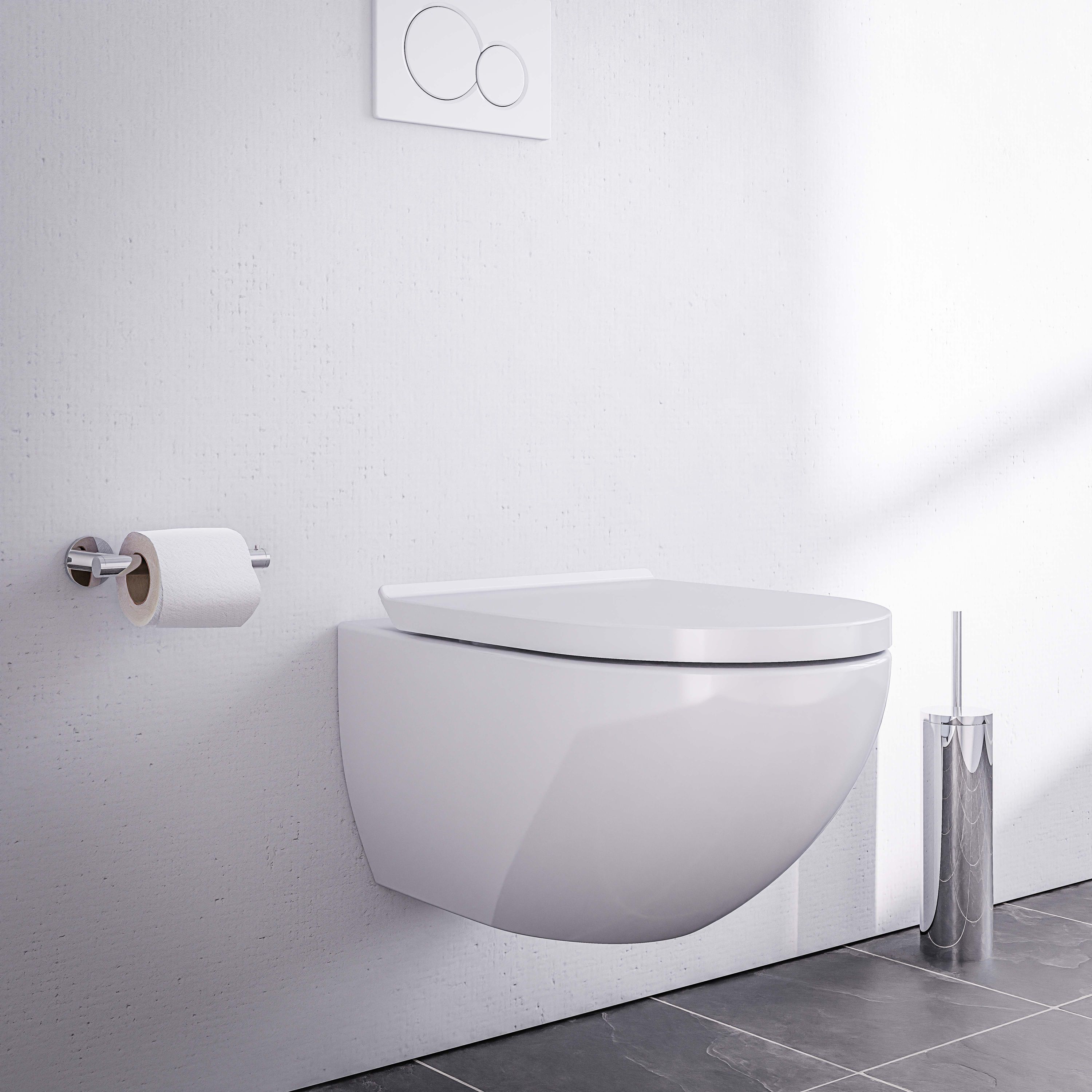 Inodoro de pared rimless E-9030 - blanco brillante - con tapa de cierre suave
