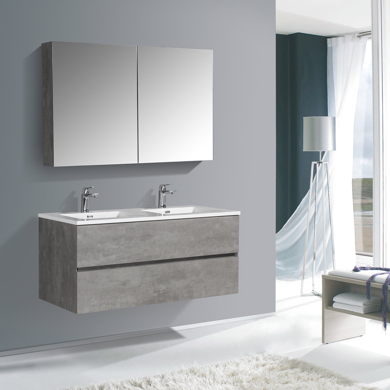 Badkamermeubelset EDGE 1200 met wastafel - kleur selecteerbaar