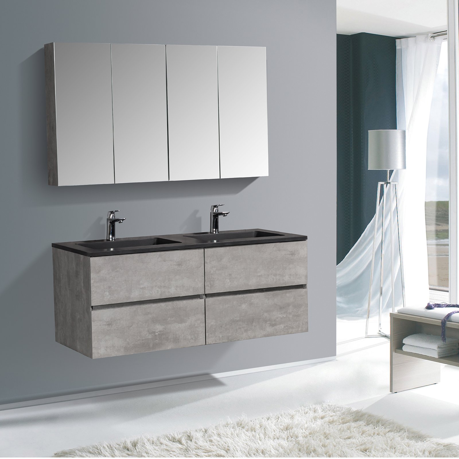 Badkamermeubelset EDGE 1300 met wastafel - kleur selecteerbaar