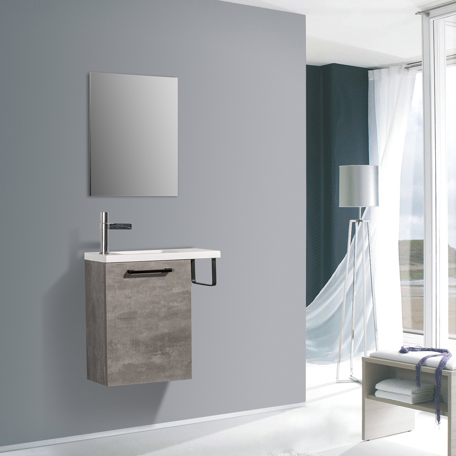 Set di mobili da bagno TABLO 400 per WC ospiti con lavabo - colore selezionabile