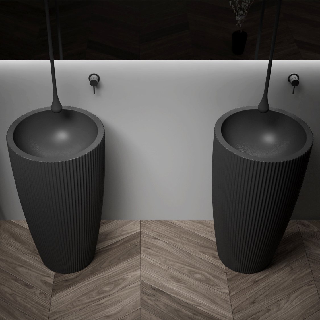 Lavabo de pedestal TWZ316 - Mineral fundido mate - 50 x 50 x 90 cm