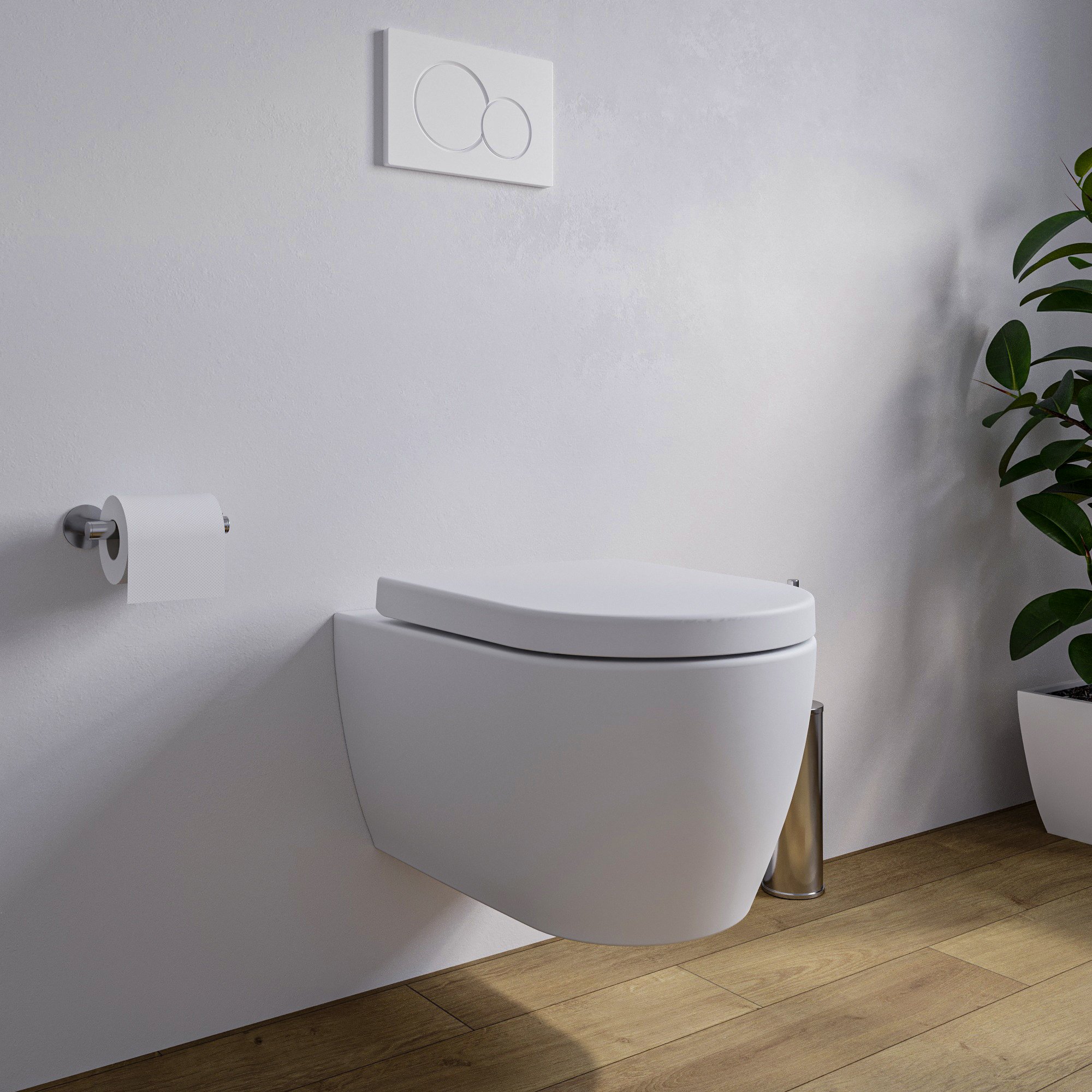 Inodoro suspendido rimless con revestimiento NANO - tapa Softclose NT2038 -Blanco brillante