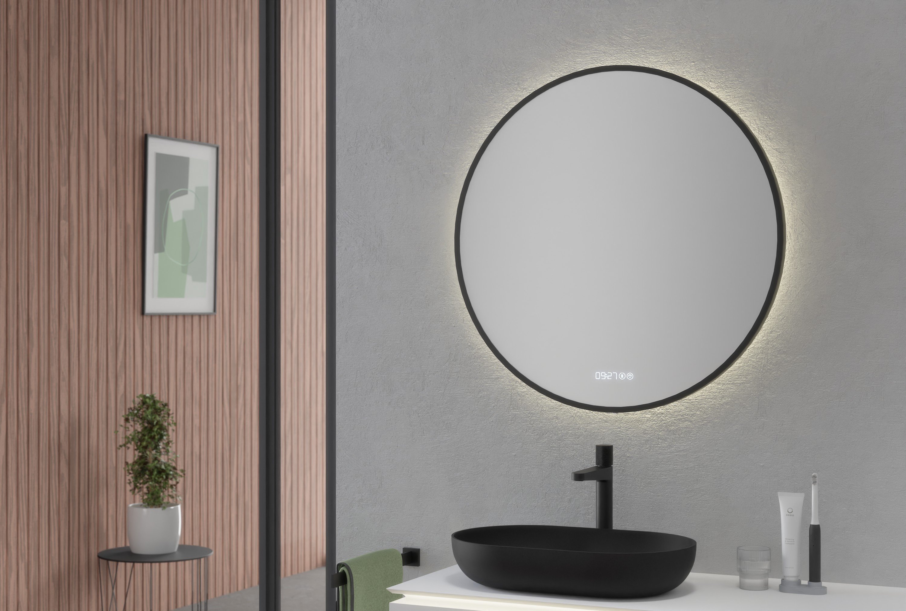 Specchio illuminato a LED 8232 2.0 rotondo 80 cm incl. riscaldamento dello specchio regolazione della luce