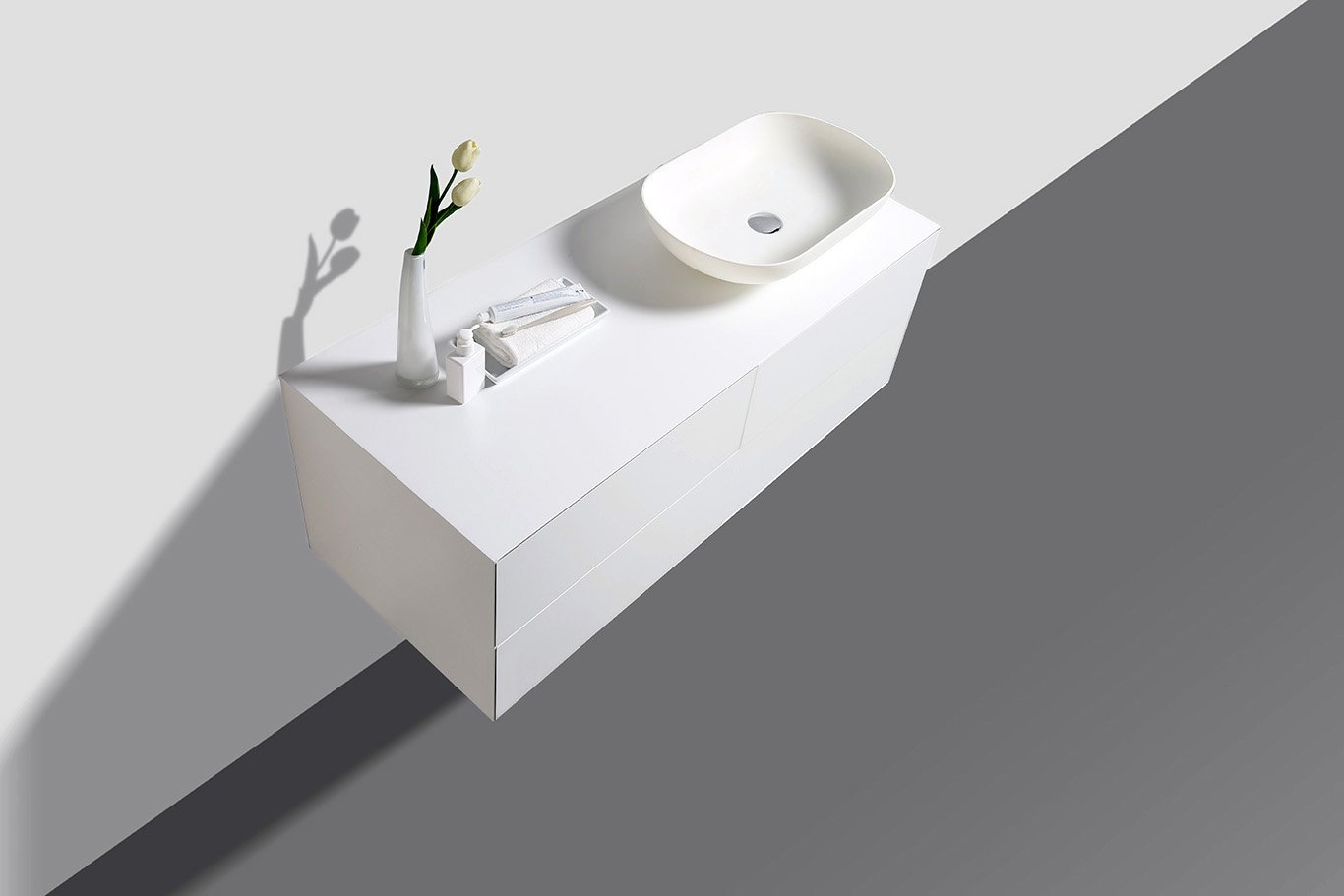 Mobile da bagno Milou 1200 bianco opaco - specchio e lavabo opzionali