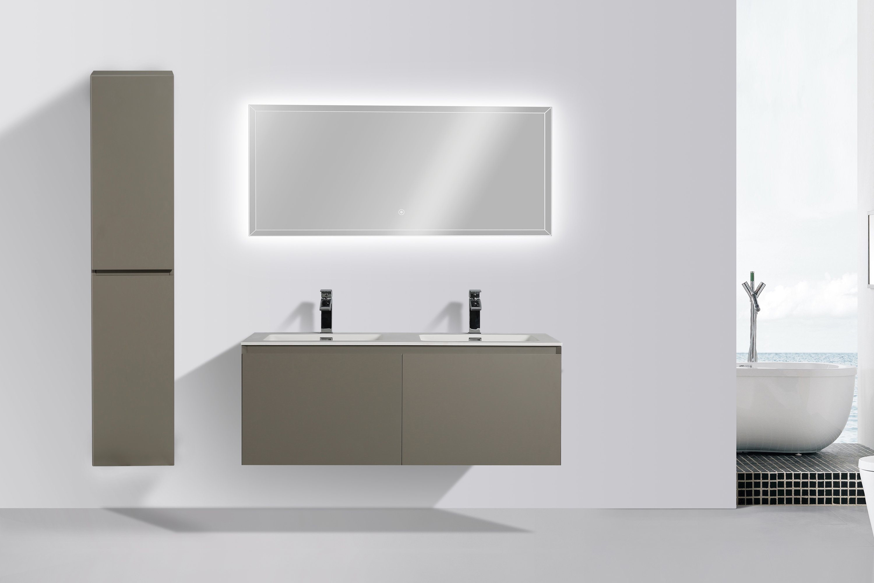 Badkamermeubelset Luna 1200 met ingebouwde wastafel - kleur selecteerbaar