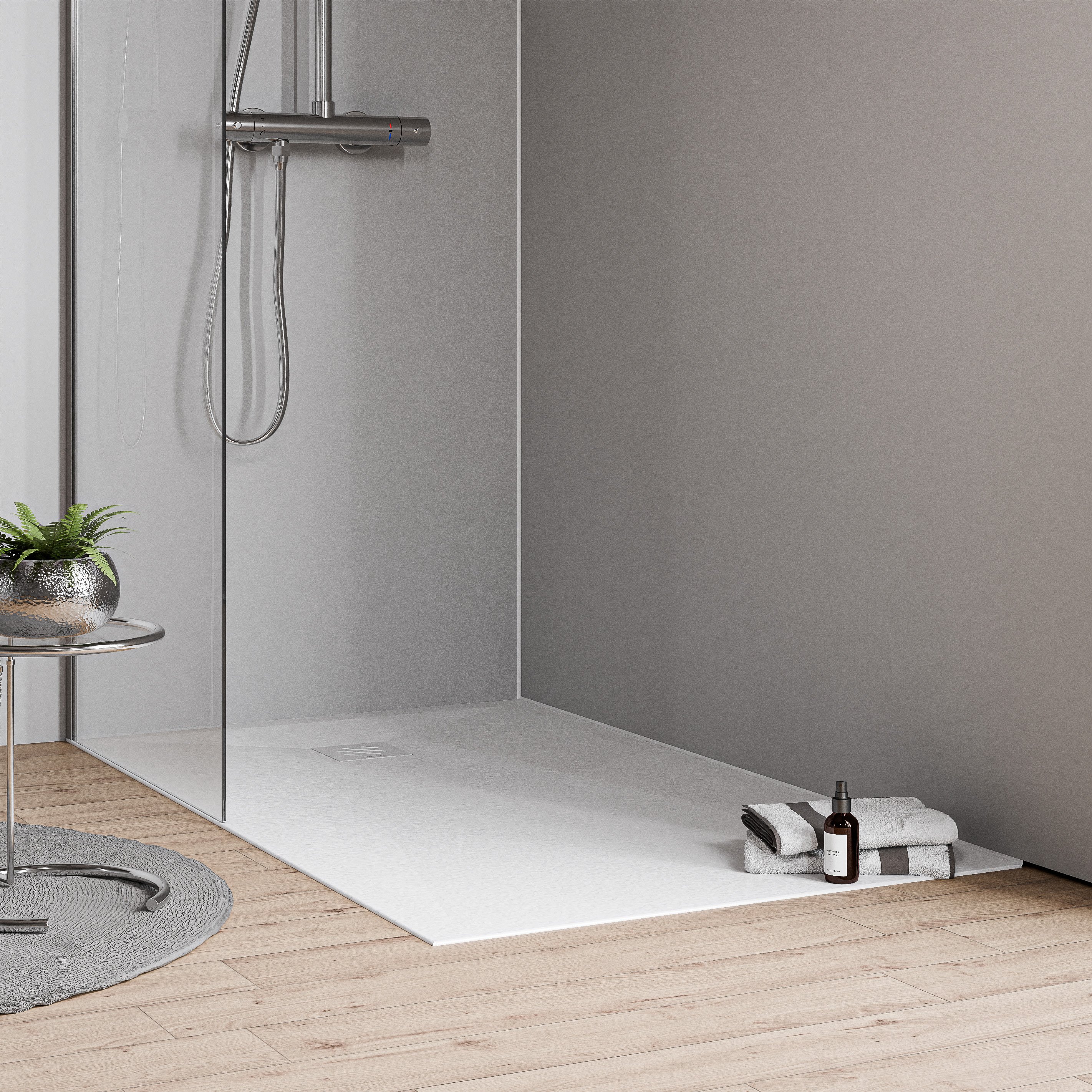 Piatto doccia VIREO Mineralgss - effetto pietra bianco opaco - dimensioni selezionabili