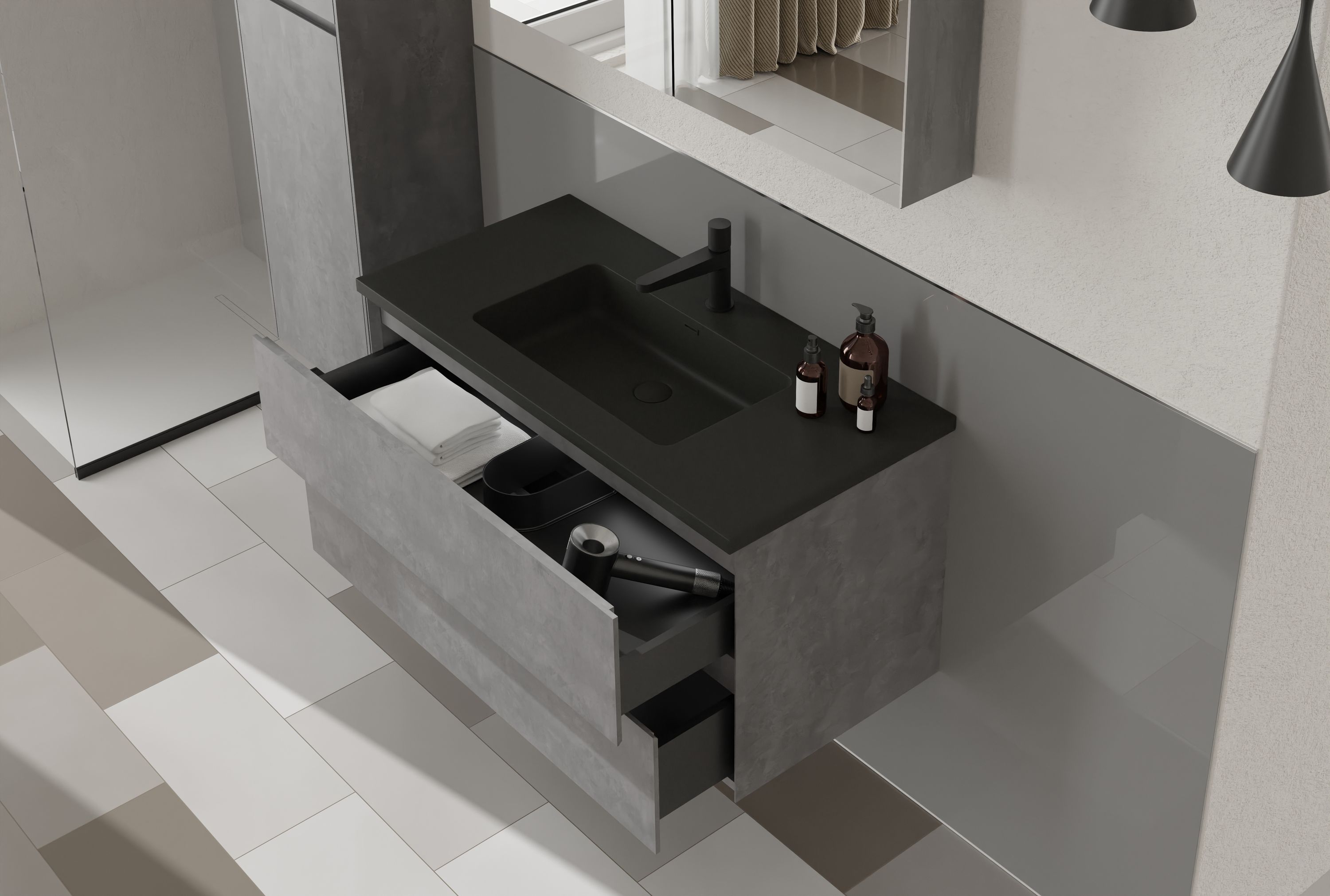 Bathroom furniture set EDGE 1000 with washbasin - colour selectable