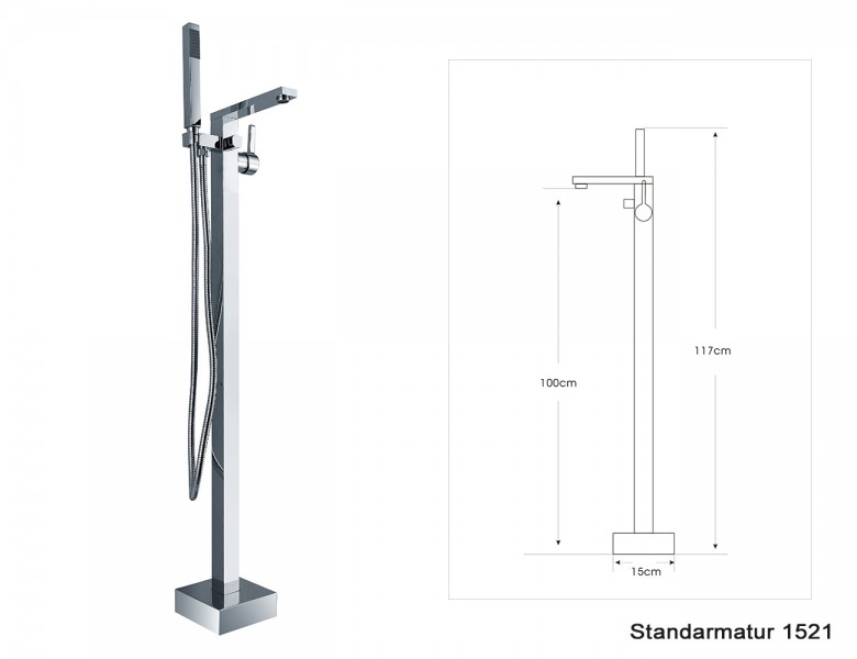 Freestanding Bathtub VALENZIA - 175 x 85cm - white - taps (optional)