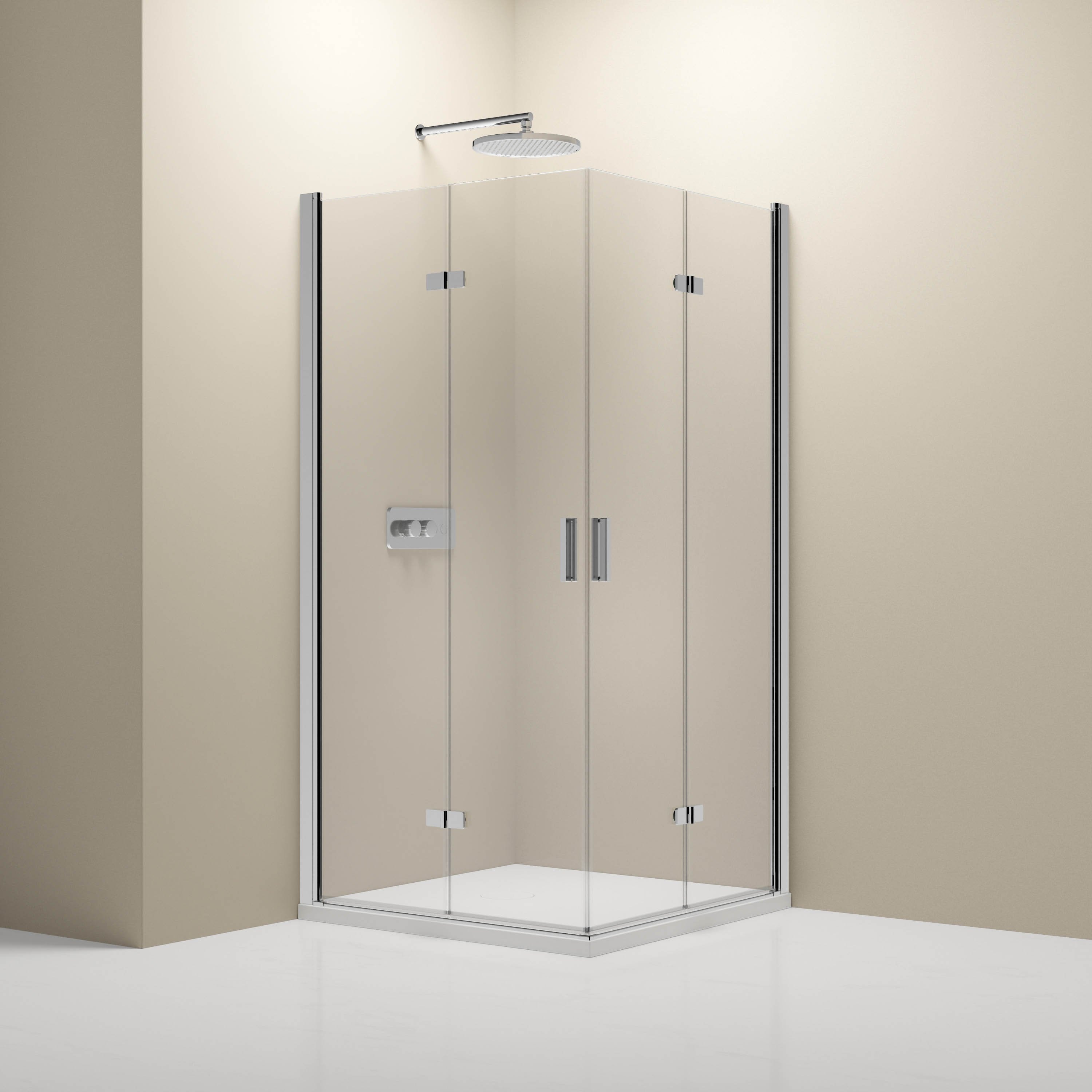 Hoekdouche met vouwdeur NT213 - 8 mm nano helder glas - profielkleur & breedte selecteerbaar