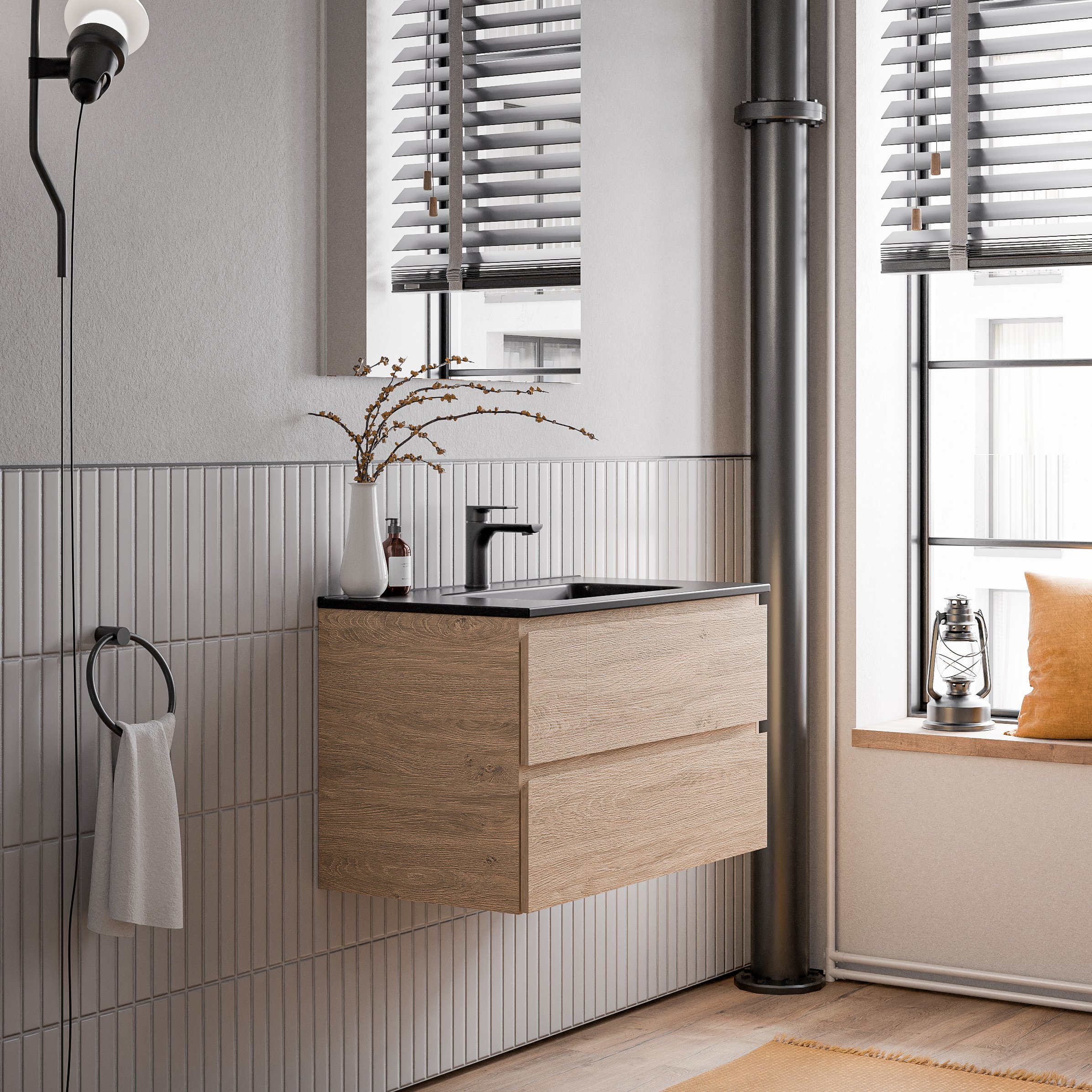 Szafka podumywalkowa AVA 80 cm z umywalką ceramiczną - różne kolory