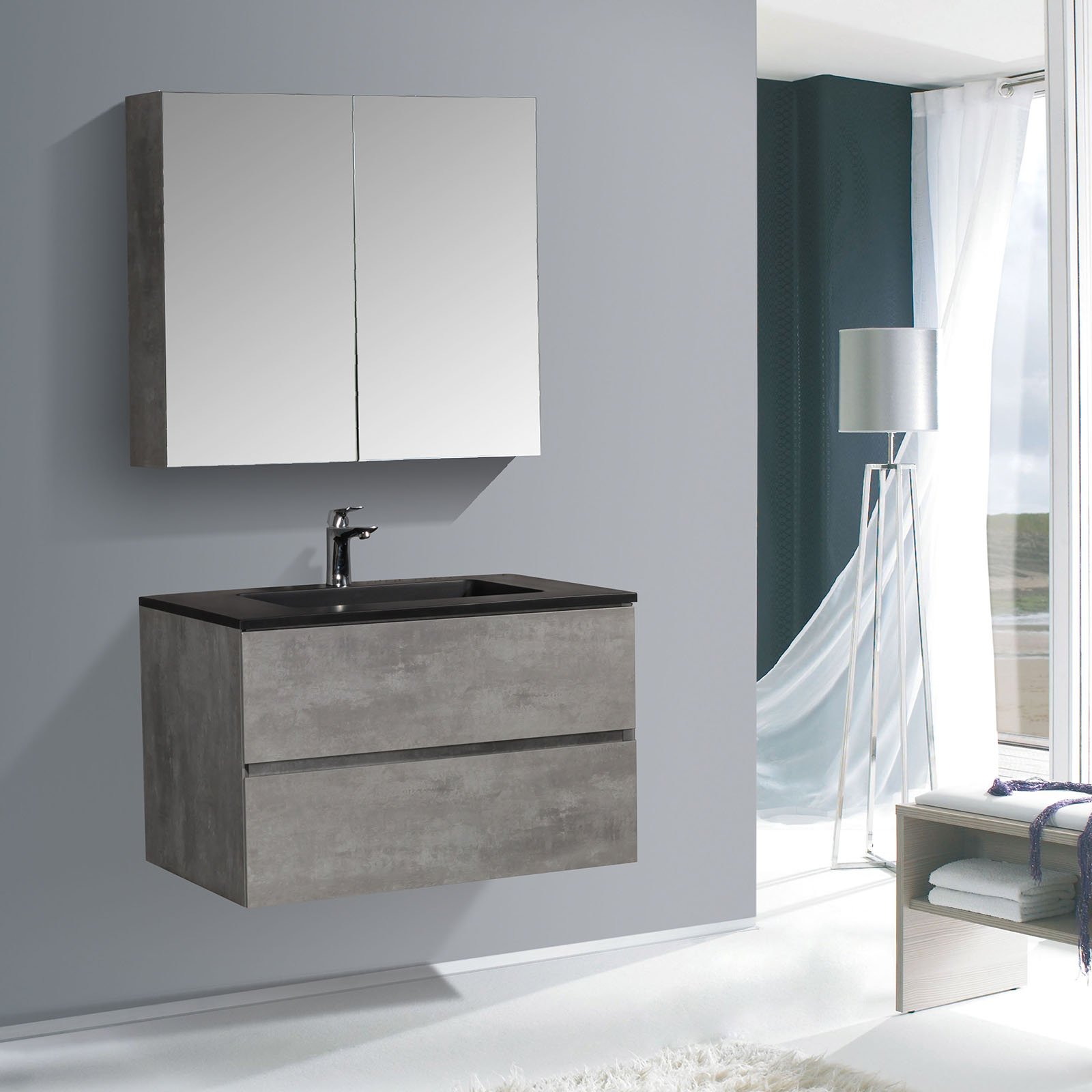 Badkamermeubelset EDGE 750 met wastafel - kleur selecteerbaar