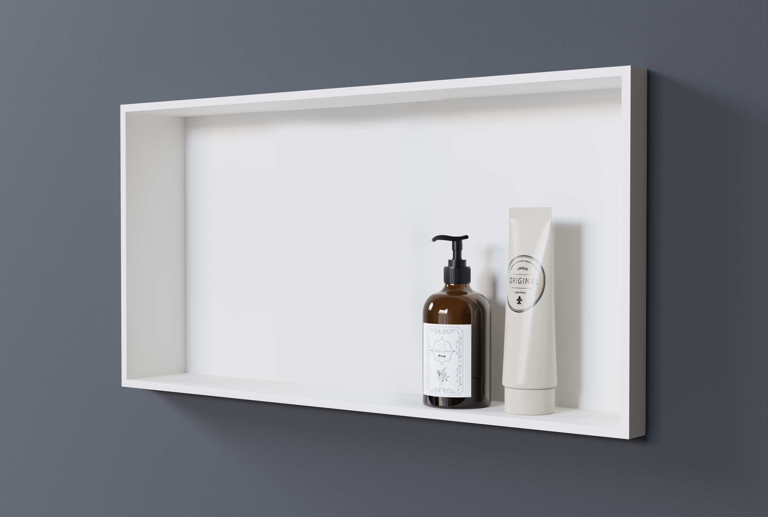 Wall Niche EG3010 made of Mineral Cast  - White - Height 30 cm - Depth 10 cm - Optional with LED Recessed Spotlight 