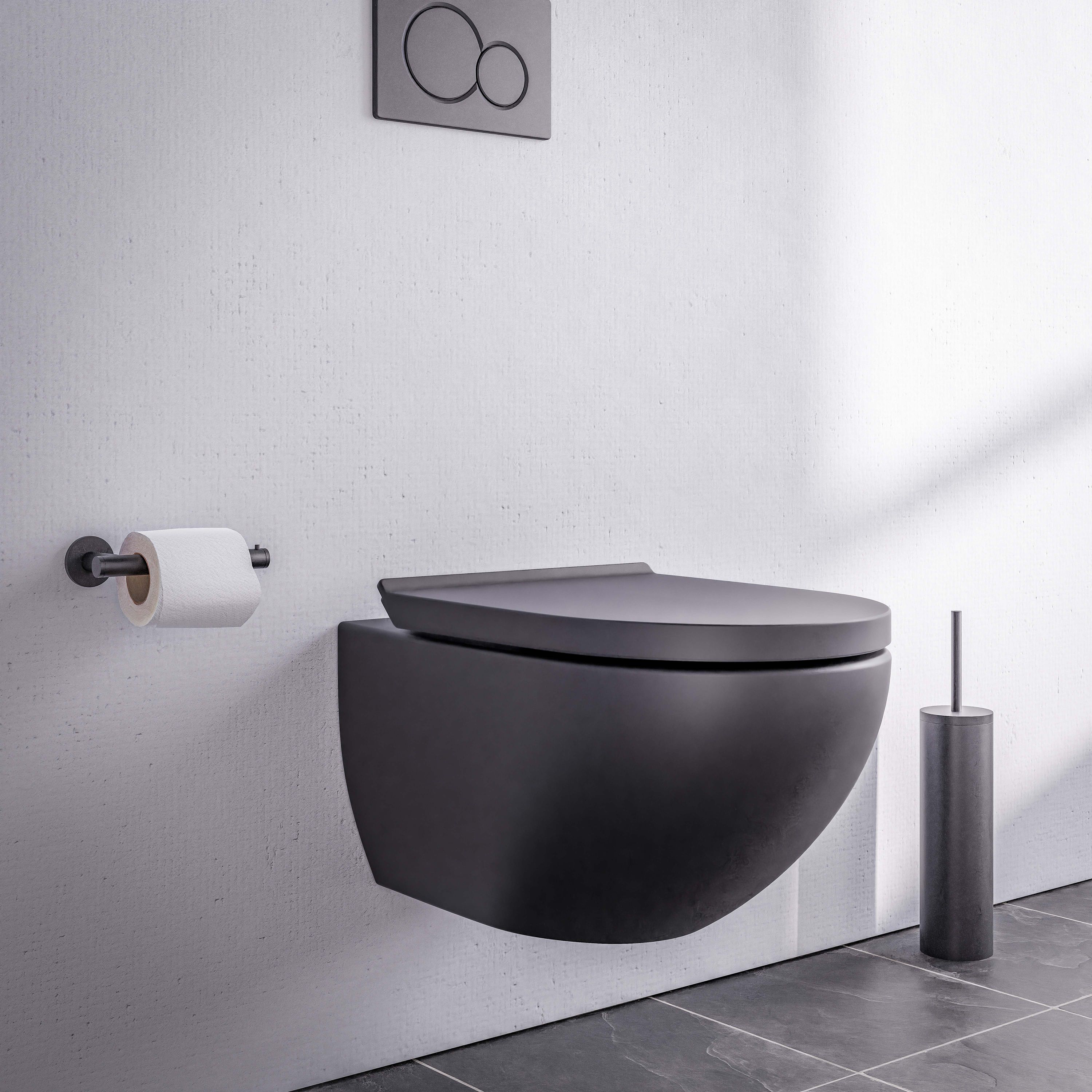 Miska WC wisząca bezkołnierzowa E-9030 - deska wolnoopadająca - czarny mat