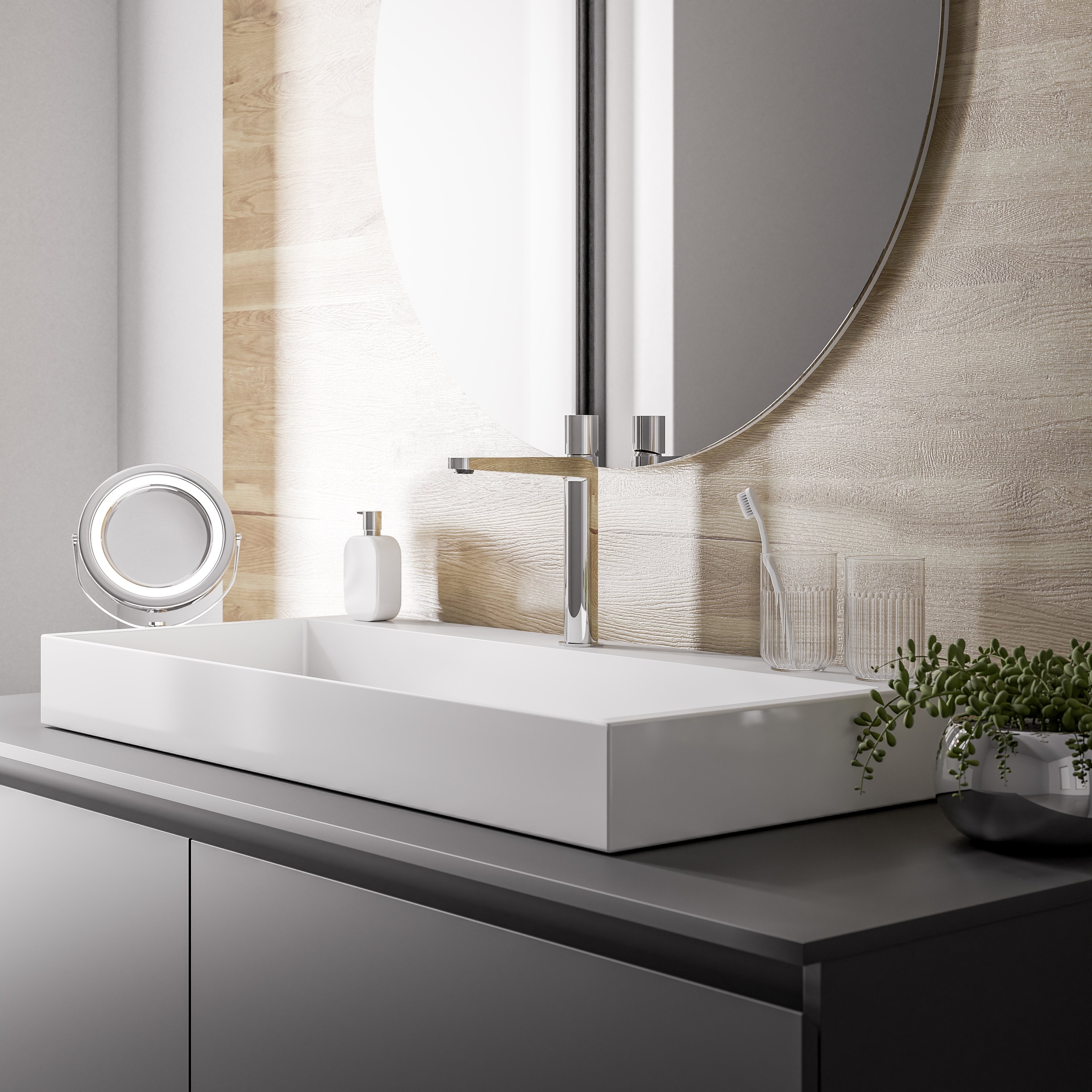 Lavabo suspendido o en encimera BS6001 blanco 70 cm 100 cm 120 cm Bernstein for only 119 00 von Bernstein Badshop