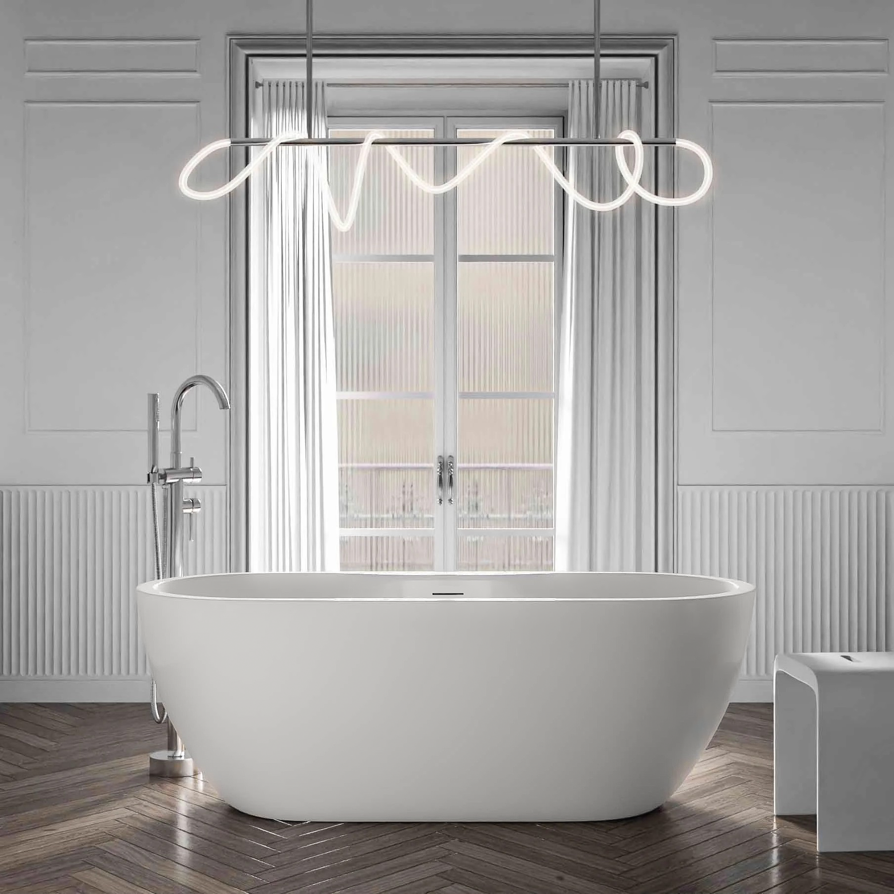 Bañera exenta ROMA PLUS 2.0 acrílico blanco mate - 165 x 75 x 58 cm