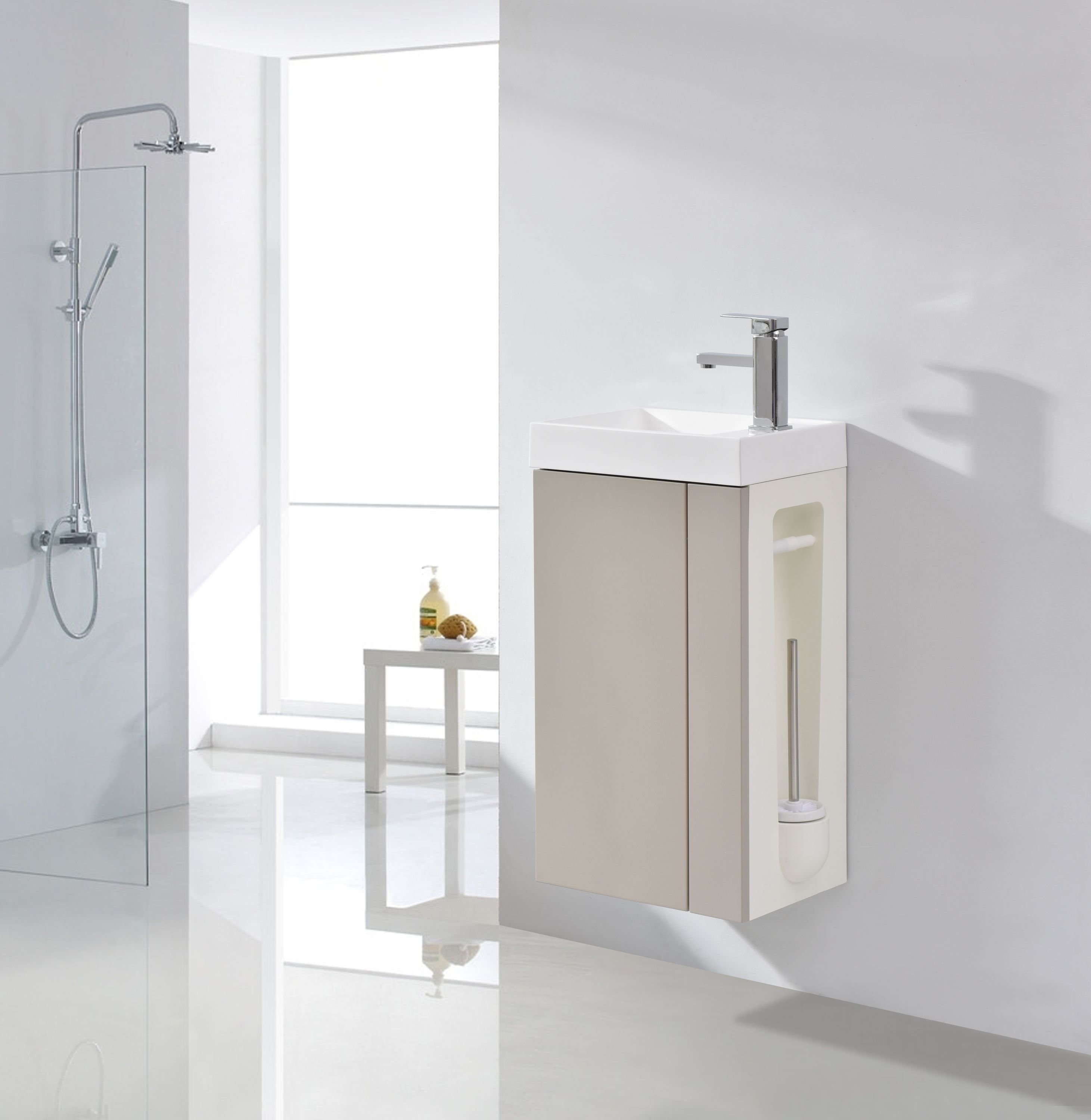 Set di mobili da bagno Compact 400 per WC ospiti con lavabo - colore selezionabile