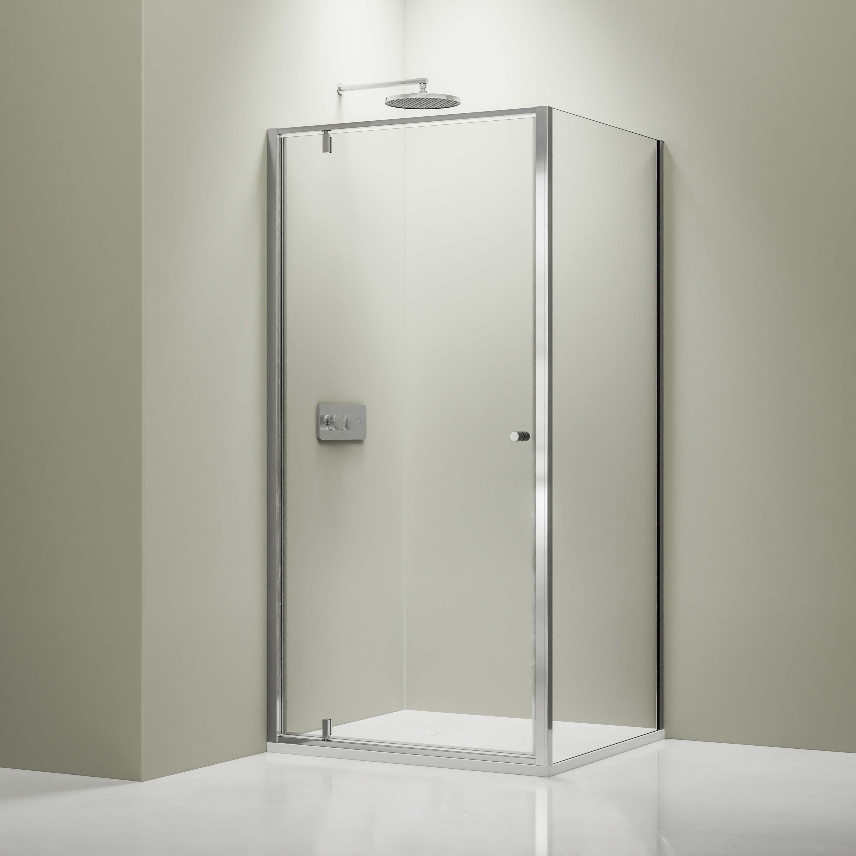Corner shower with revolving door NT604 FLEX - 6 mm nano clear glass - profile color selectable