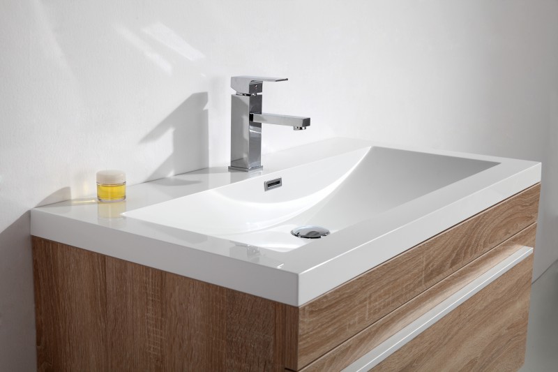 Bathroom Furniture Set T900 - light oak - with mirror and wall mounted cabinet optional
