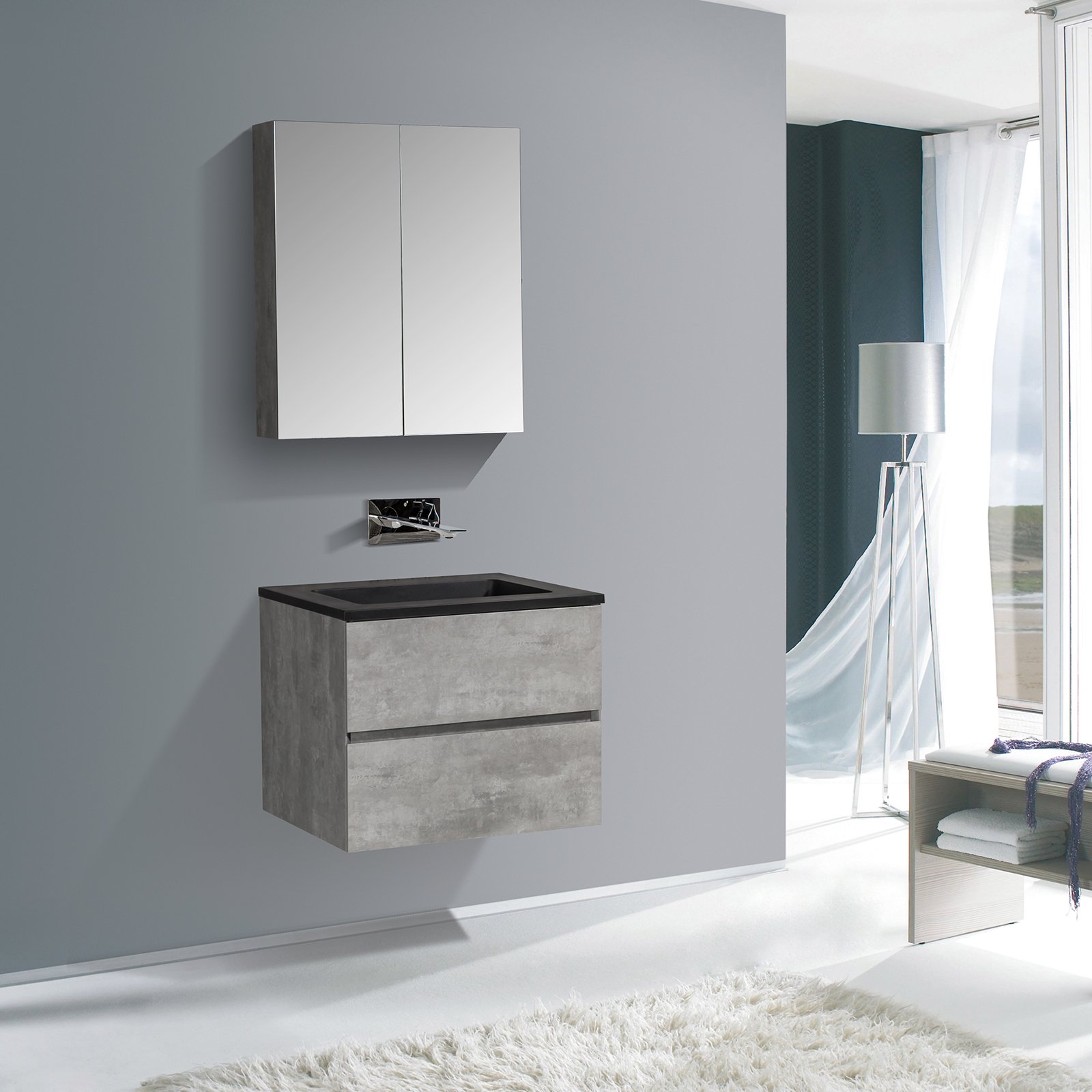 Badkamermeubelset EDGE 650 met wastafel - kleur selecteerbaar