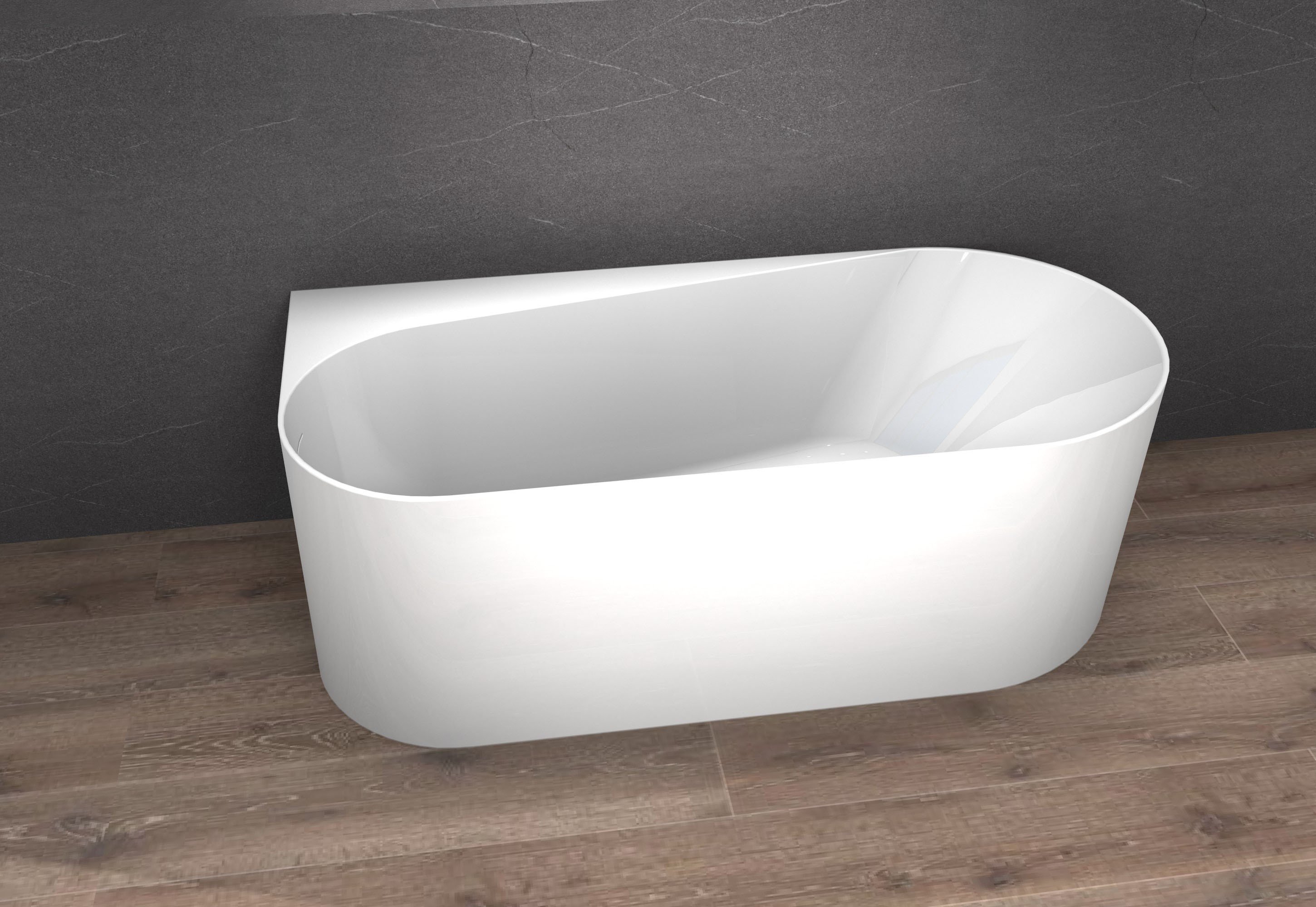 Freestanding Acrylic Bathtub ONDA CORNER -  left installation - optional accessories