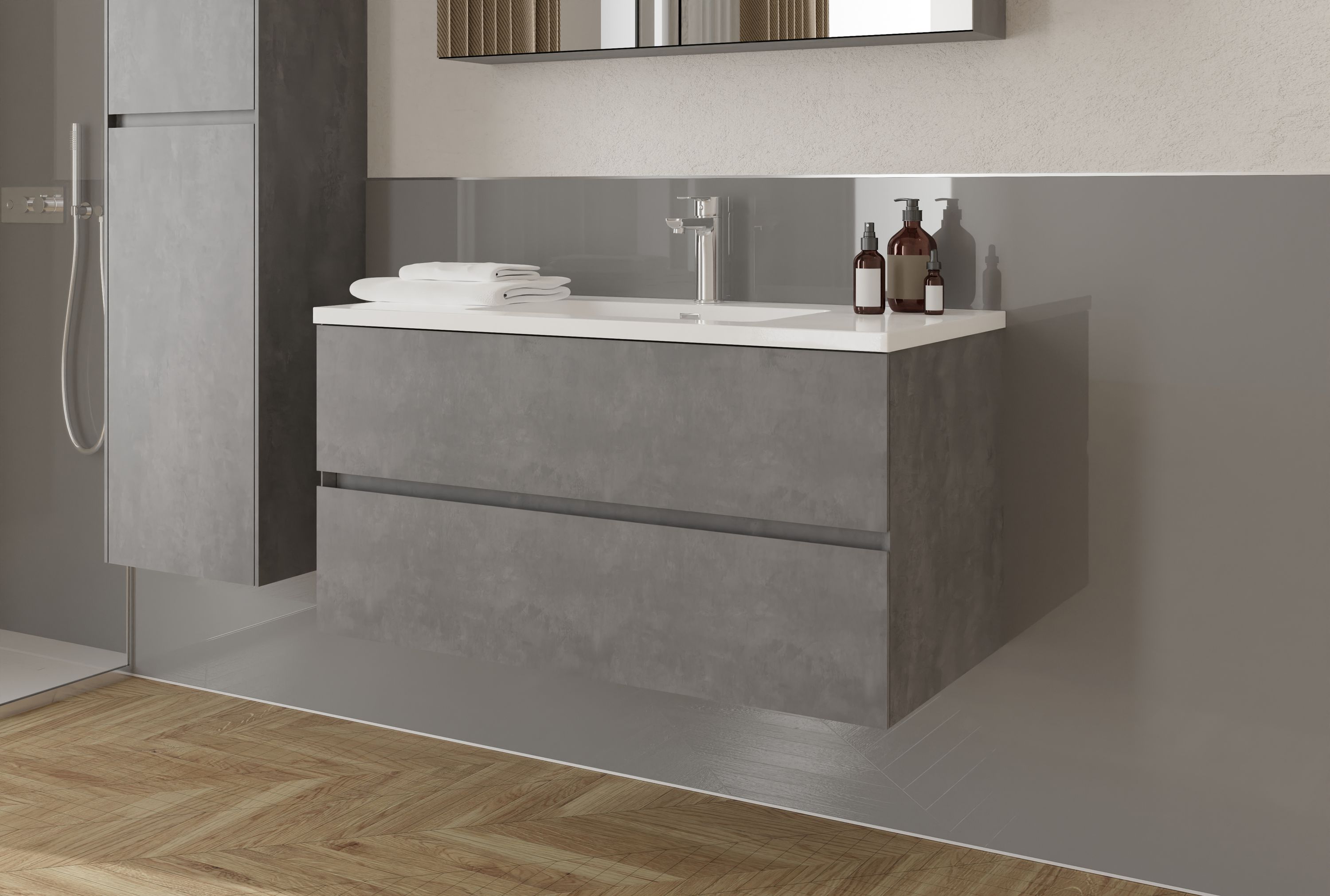 Bathroom furniture set EDGE 1000 with washbasin - colour selectable