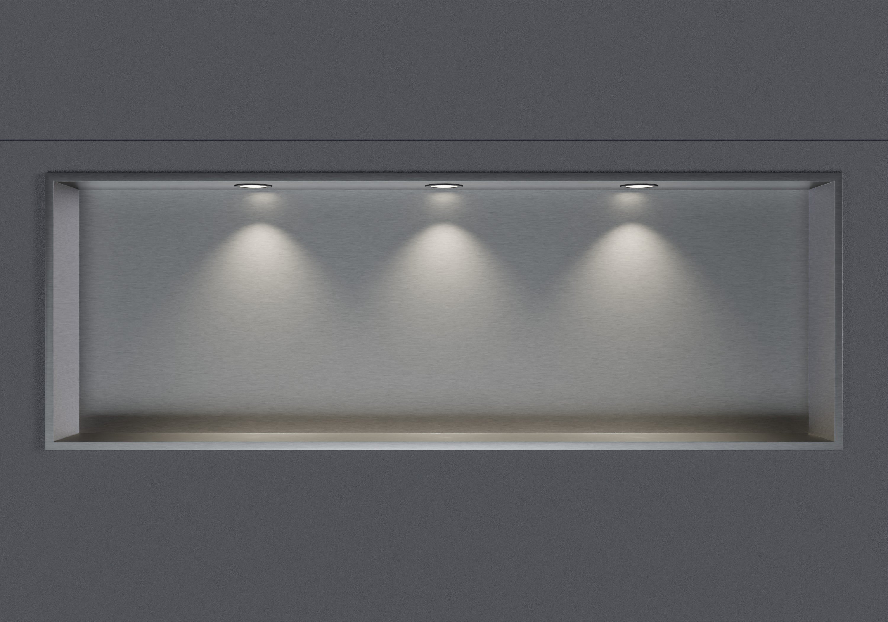 Stainless steel wall niche NT309010X with LED spot - 30 x 90 x 10 cm (H x W x D) - colour selectable