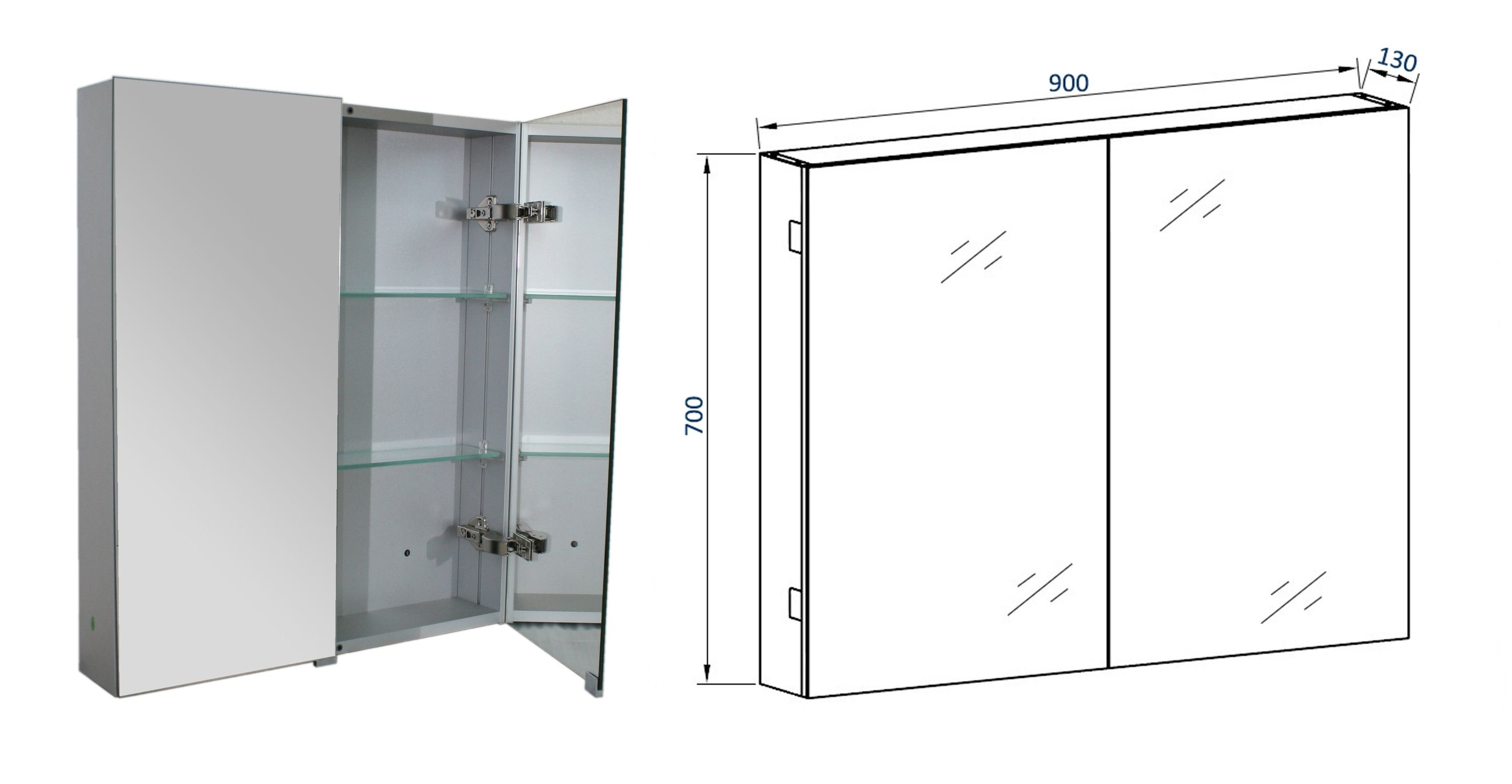Bathroom Furniture Set T900 - light oak - with mirror and wall mounted cabinet optional