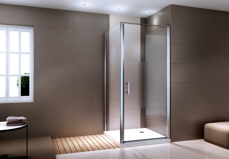 Corner shower cabin EX416-1 - corner shower - satin band - 8mm safety NANO Glass - 90 x 90 x 195cm