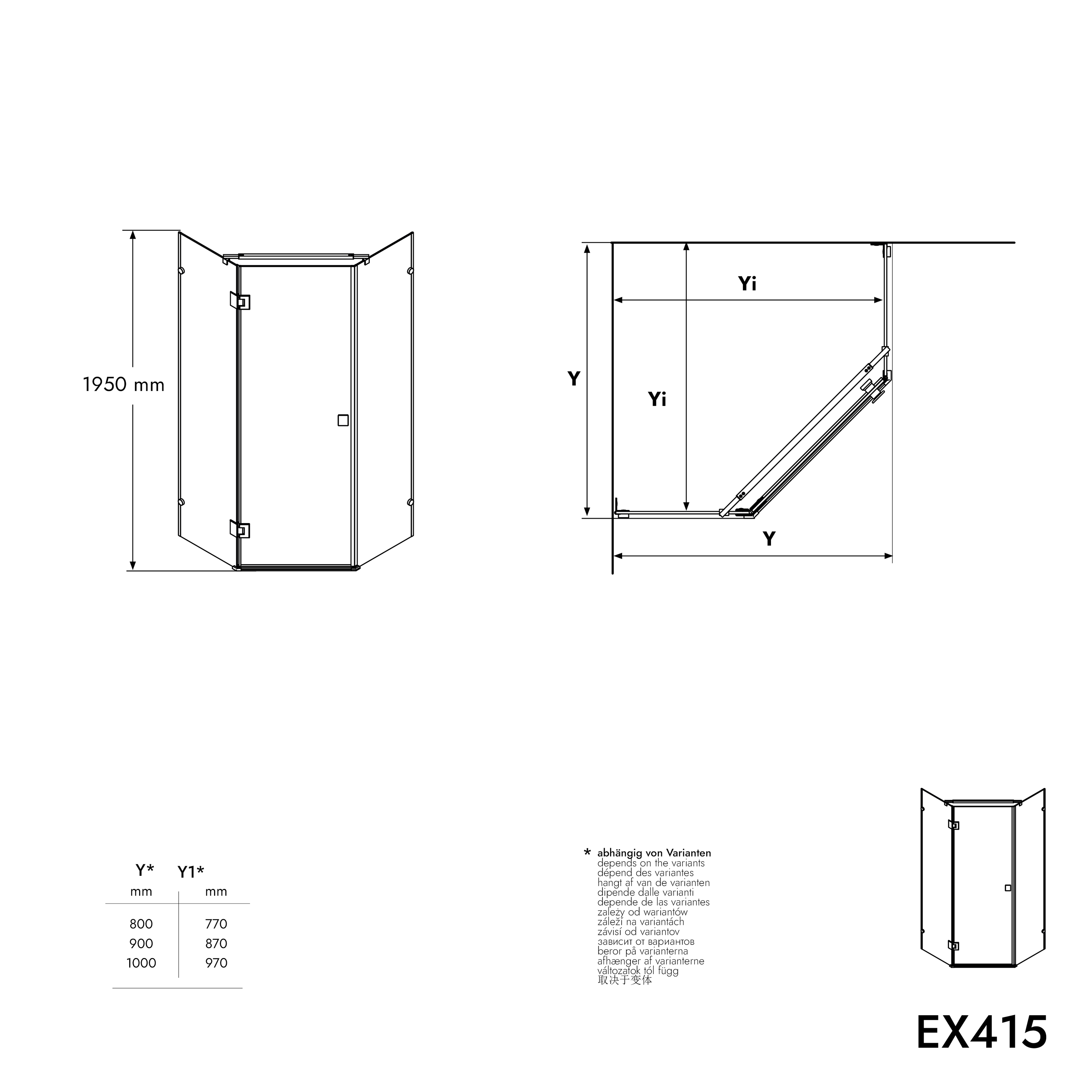 Femhörnig duschvägg av äkta nano-glas EX415 - 80 x 80 x 195 cm - med duschkar Femhörnig duschvägg av äkta nano-glas EX415 - 80 x 80 x 195 cm - med duschkar