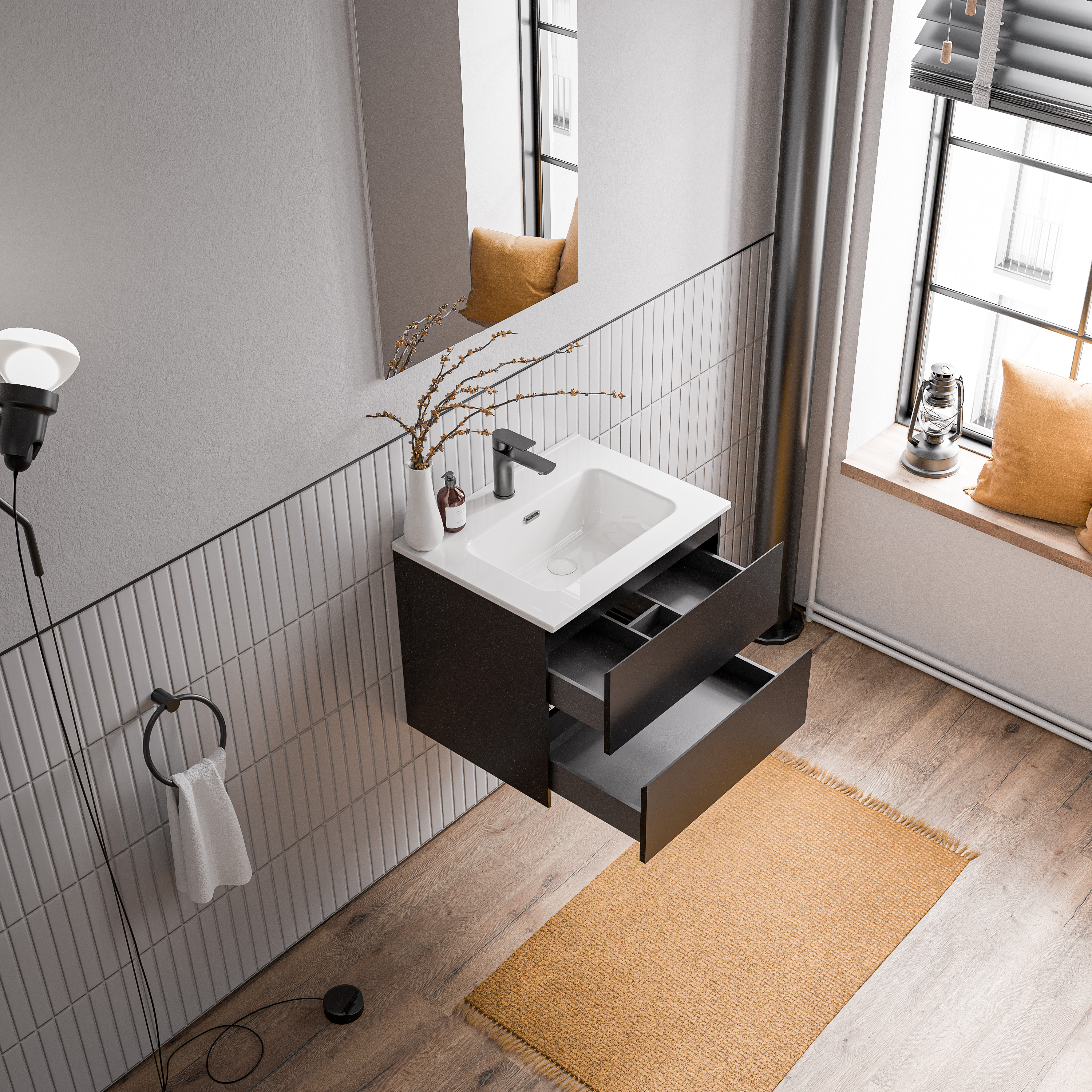 Mobiletto AVA 60 cm con lavabo in ceramica - colore selezionabile 166499