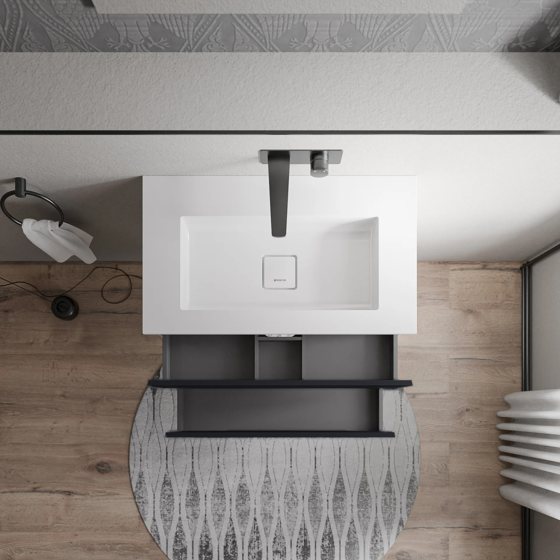 Mobiletto AVA 80 cm con lavabo in mineralguss BRUXELLES - colore selezionabile 168877
