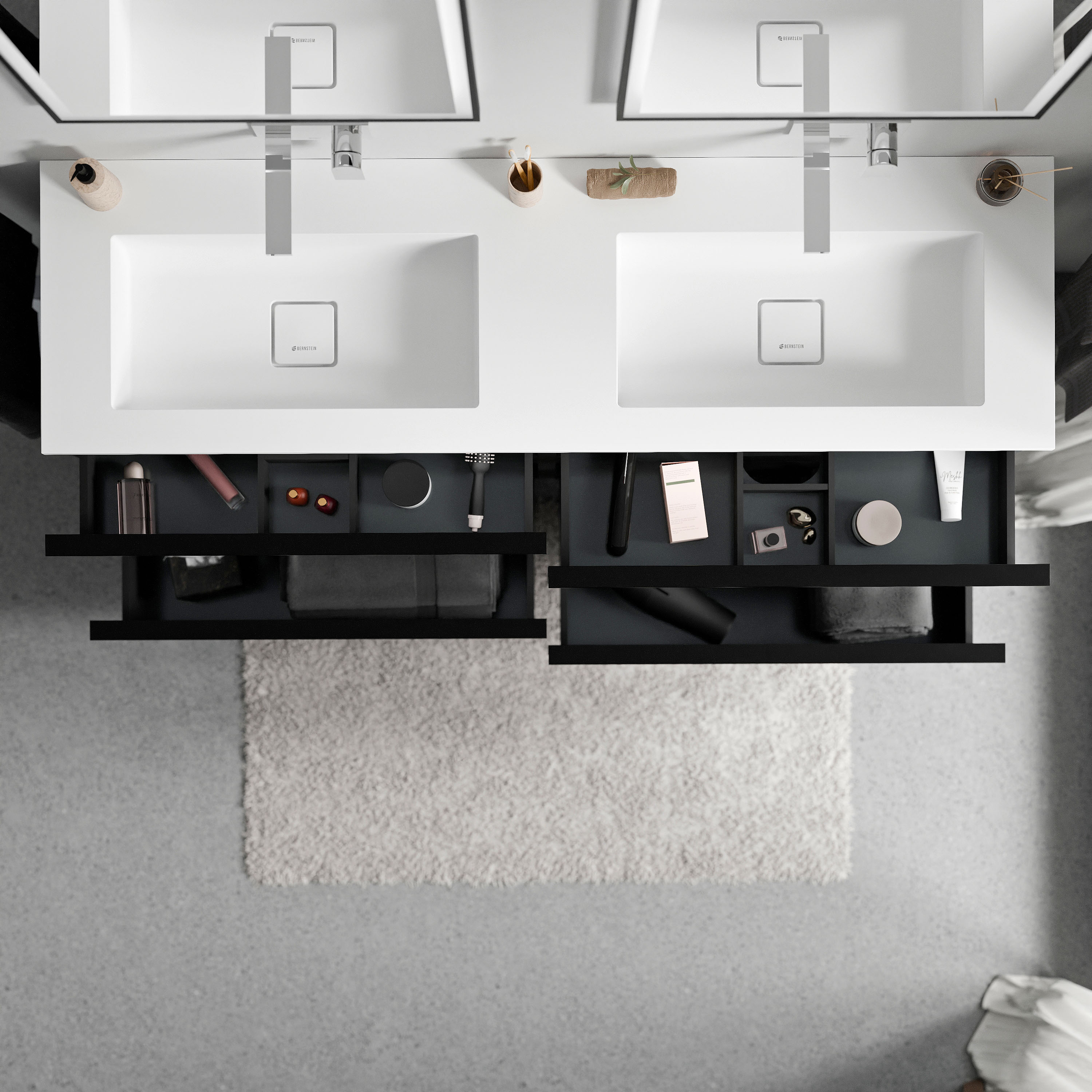Vanity unit LAVOA 160 cm with mineral cast washbasin BRUXELLES - colour selectable 169861,169865,169869