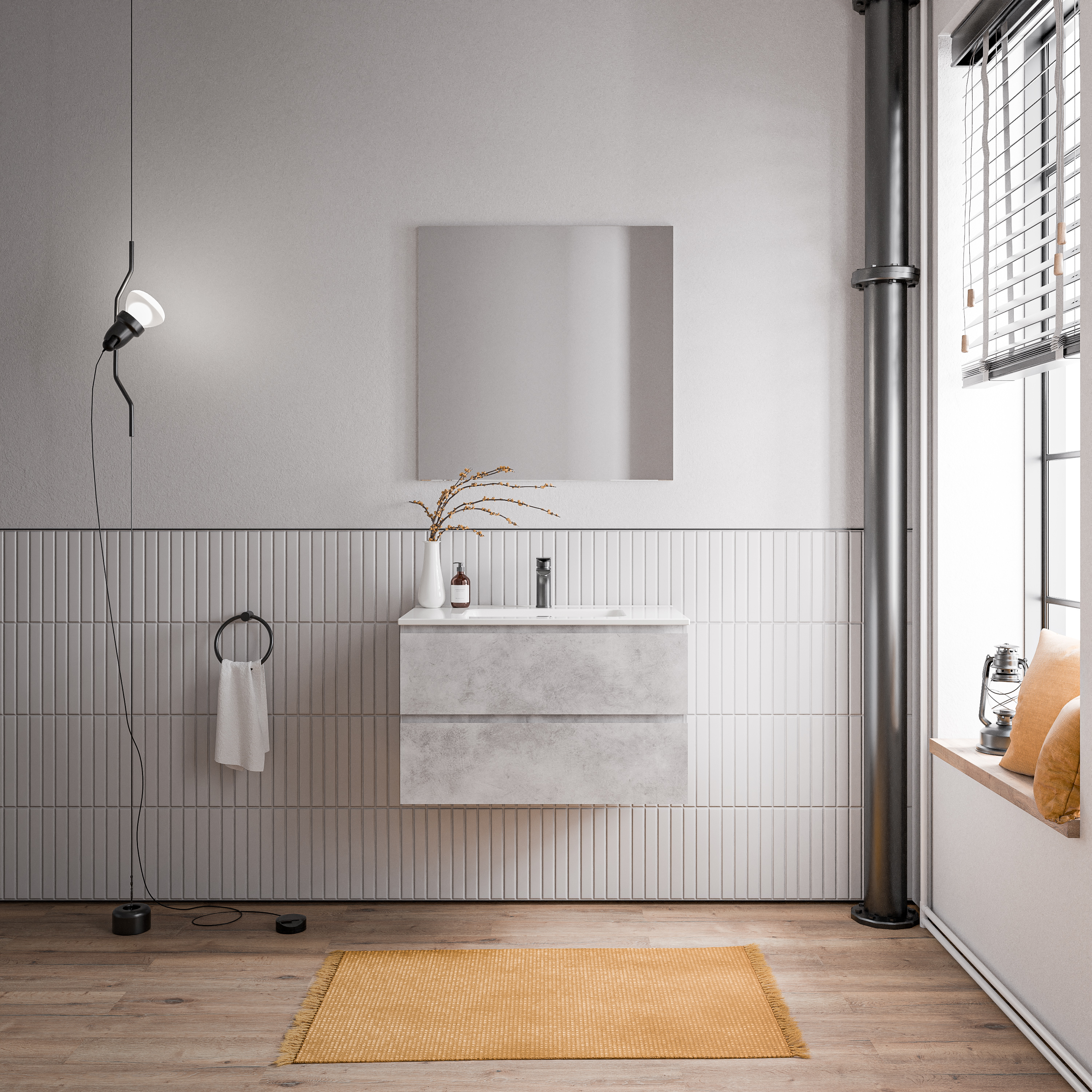 Mueble bajo lavabo AVA 80 cm con lavabo de cerámica - color a elegir 166505