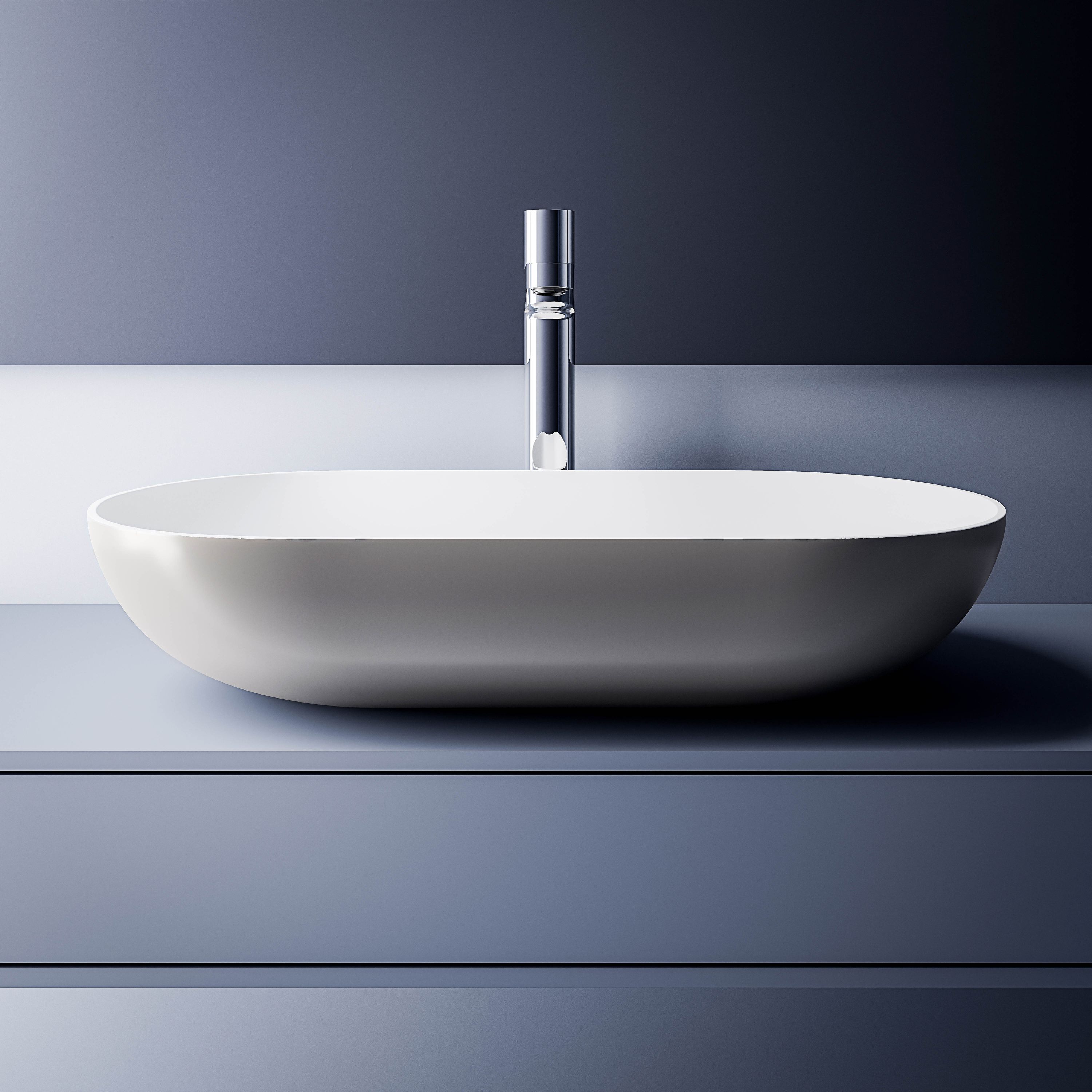 Countertop washbasin O-541 - Mineral cast matt Countertop washbasin O-541 - Mineral cast matt