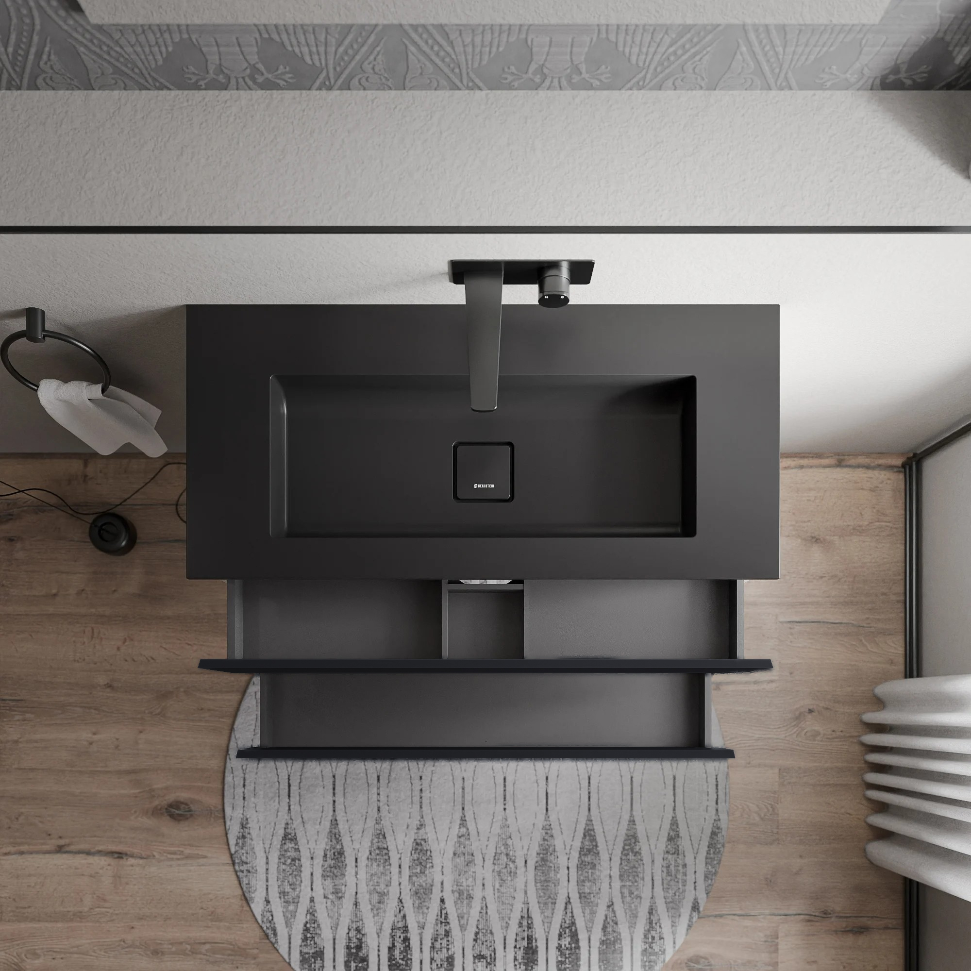 Mueble bajo lavabo AVA 100 cm con lavabo de fundición mineral BRUXELLES- color a elegir 168883