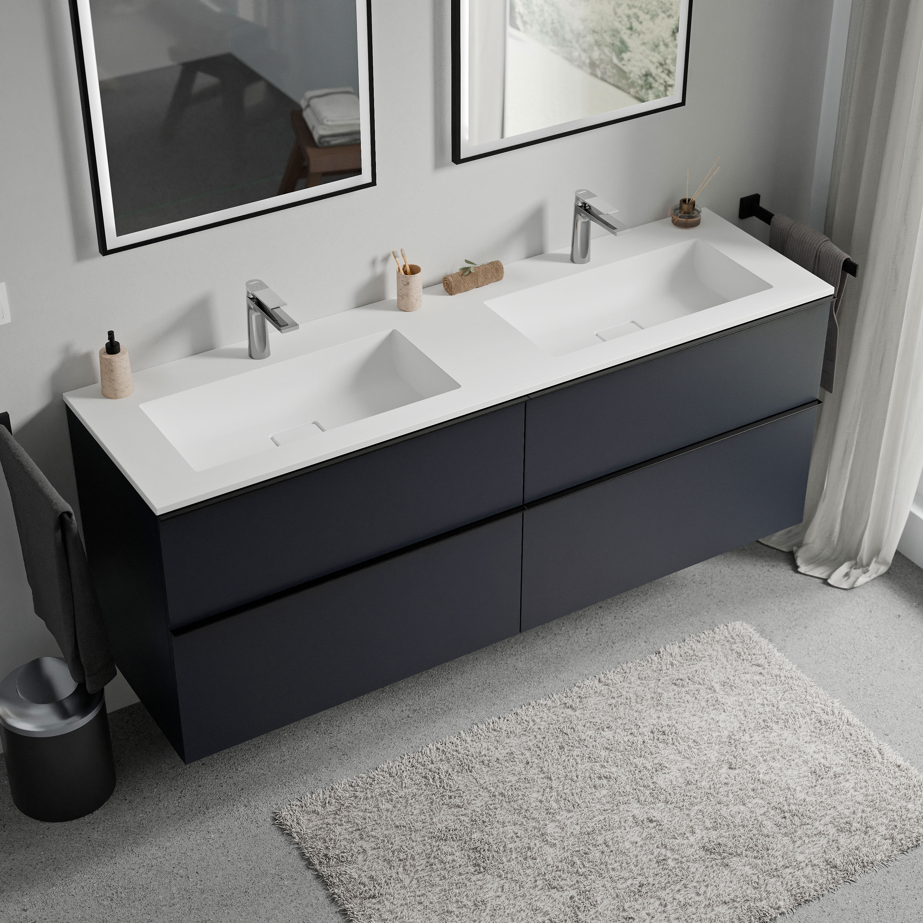 Mobiletto LAVOA 160 cm con lavabo in mineralguss BRUXELLES - colore selezionabile 169872,169876,169880